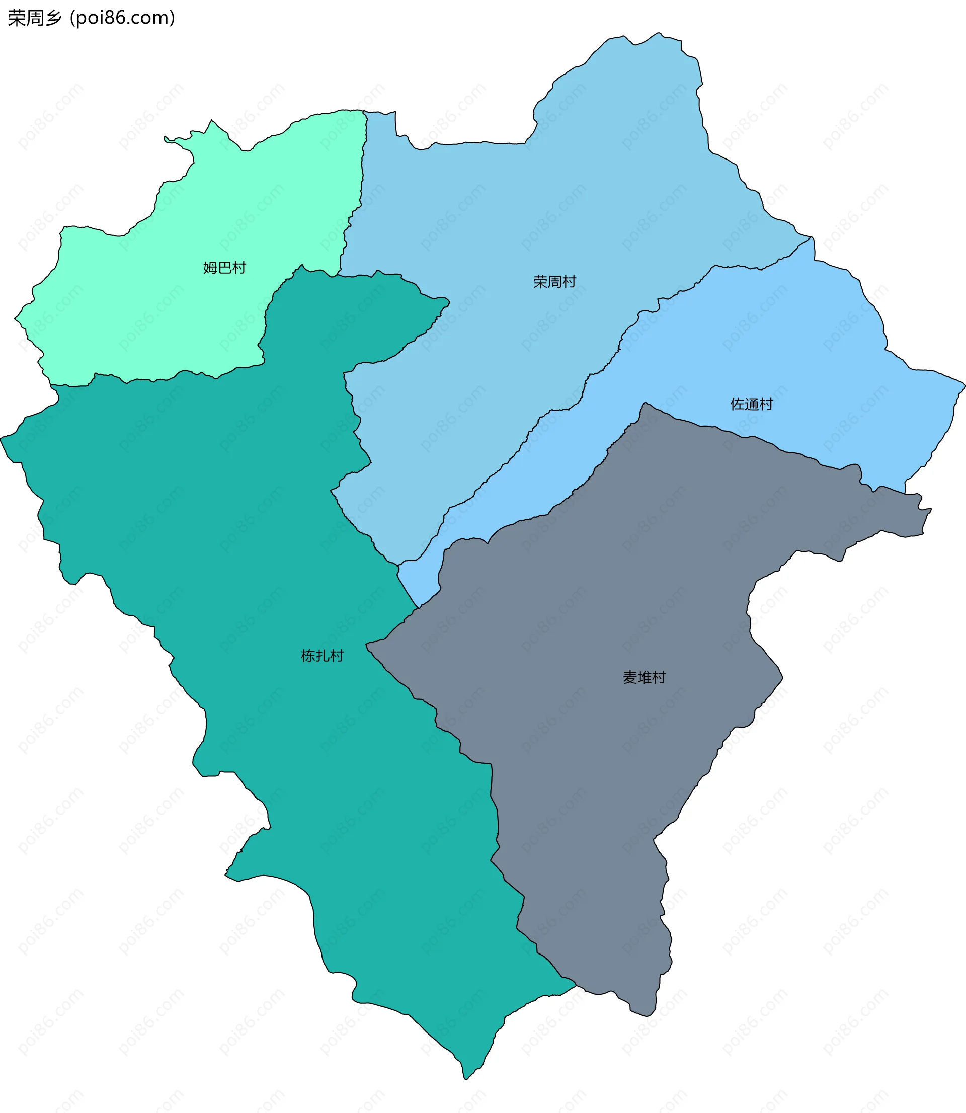 荣周乡边界地图(五级行政区划)