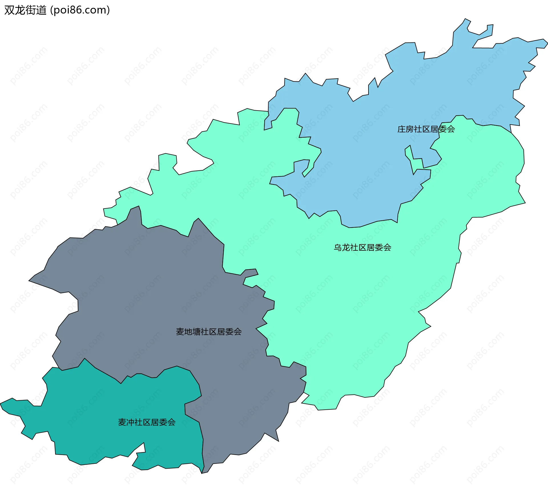 双龙街道边界地图(五级行政区划)