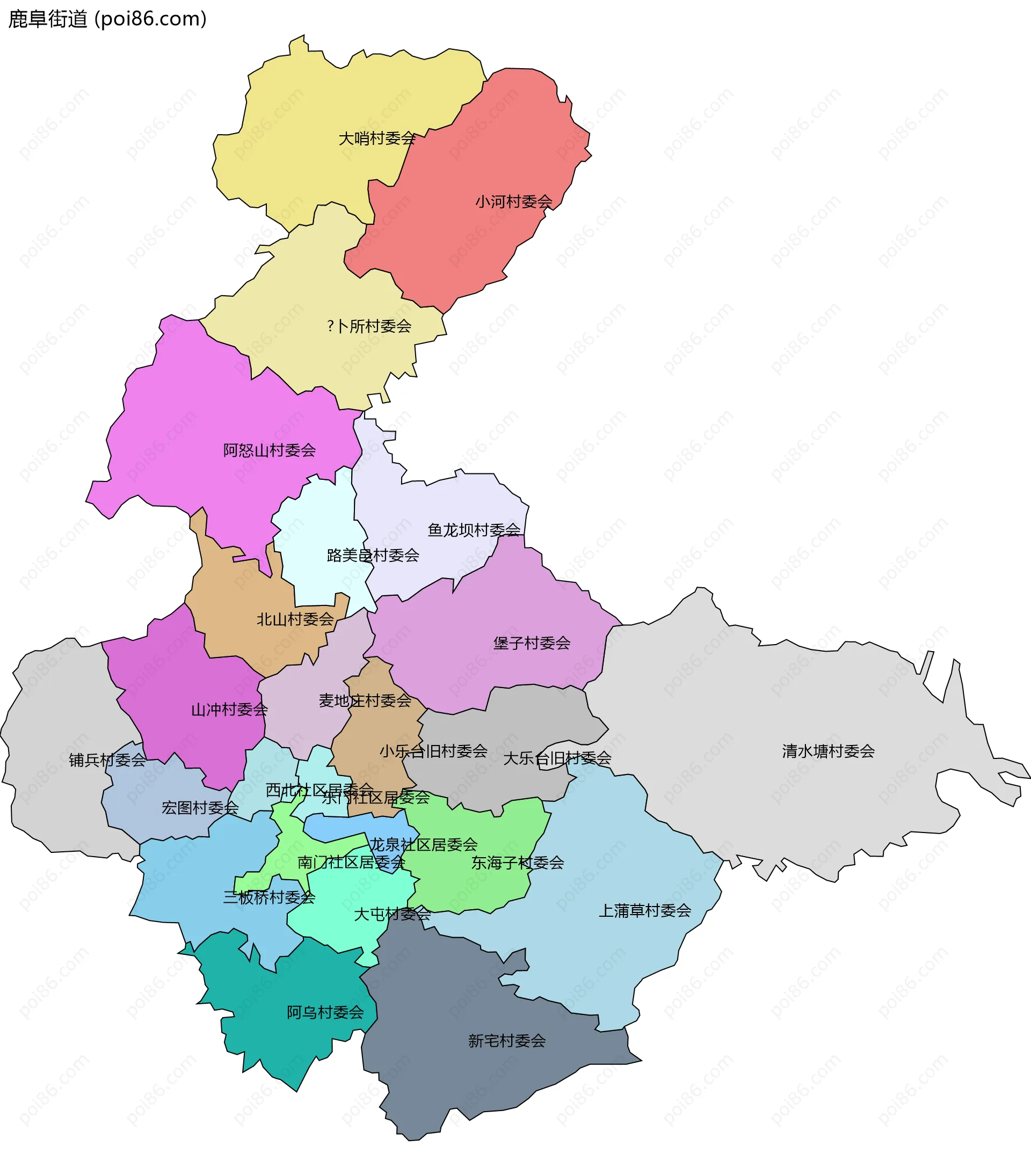 鹿阜街道边界地图(五级行政区划)