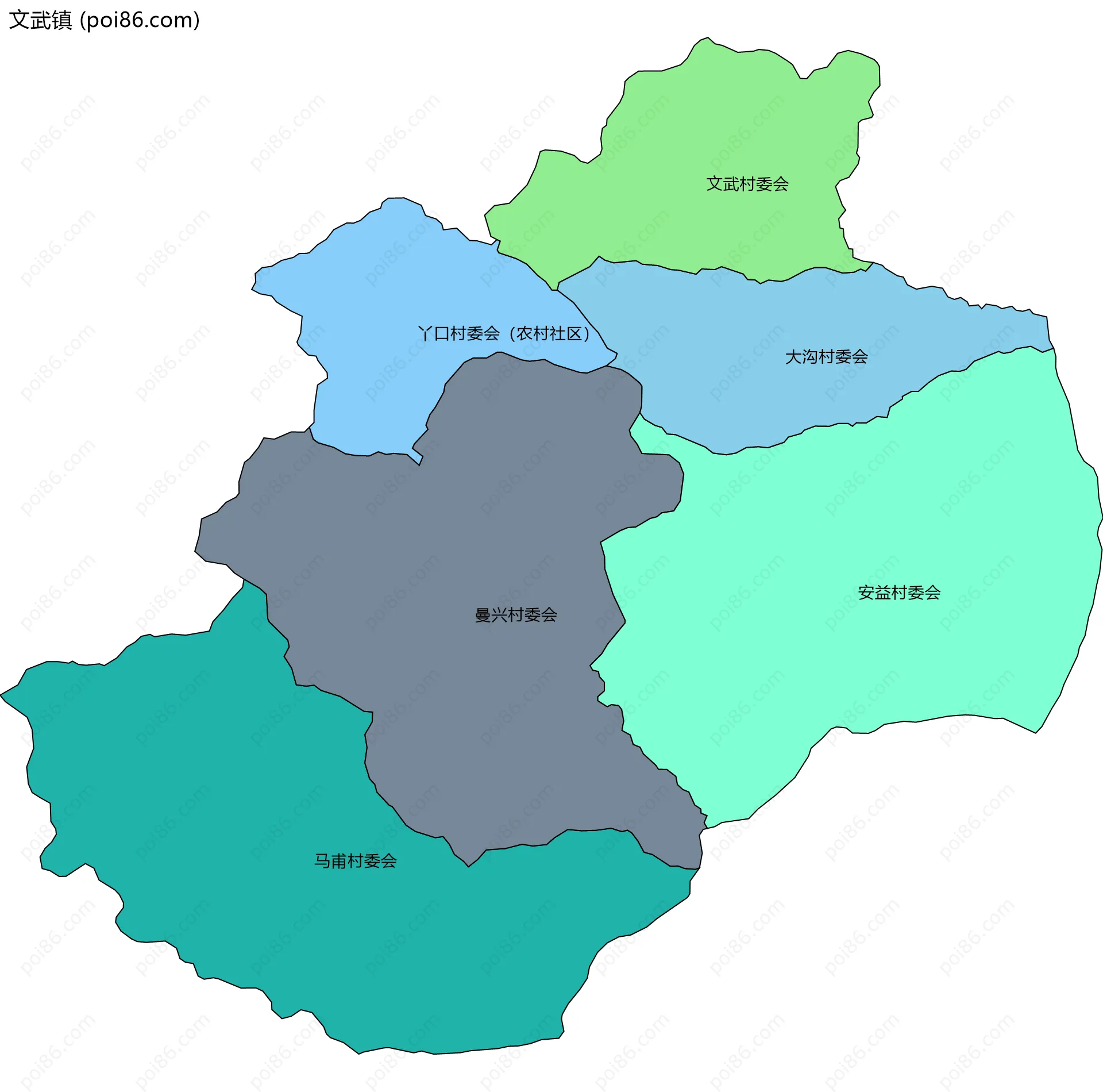 文武镇边界地图(五级行政区划)