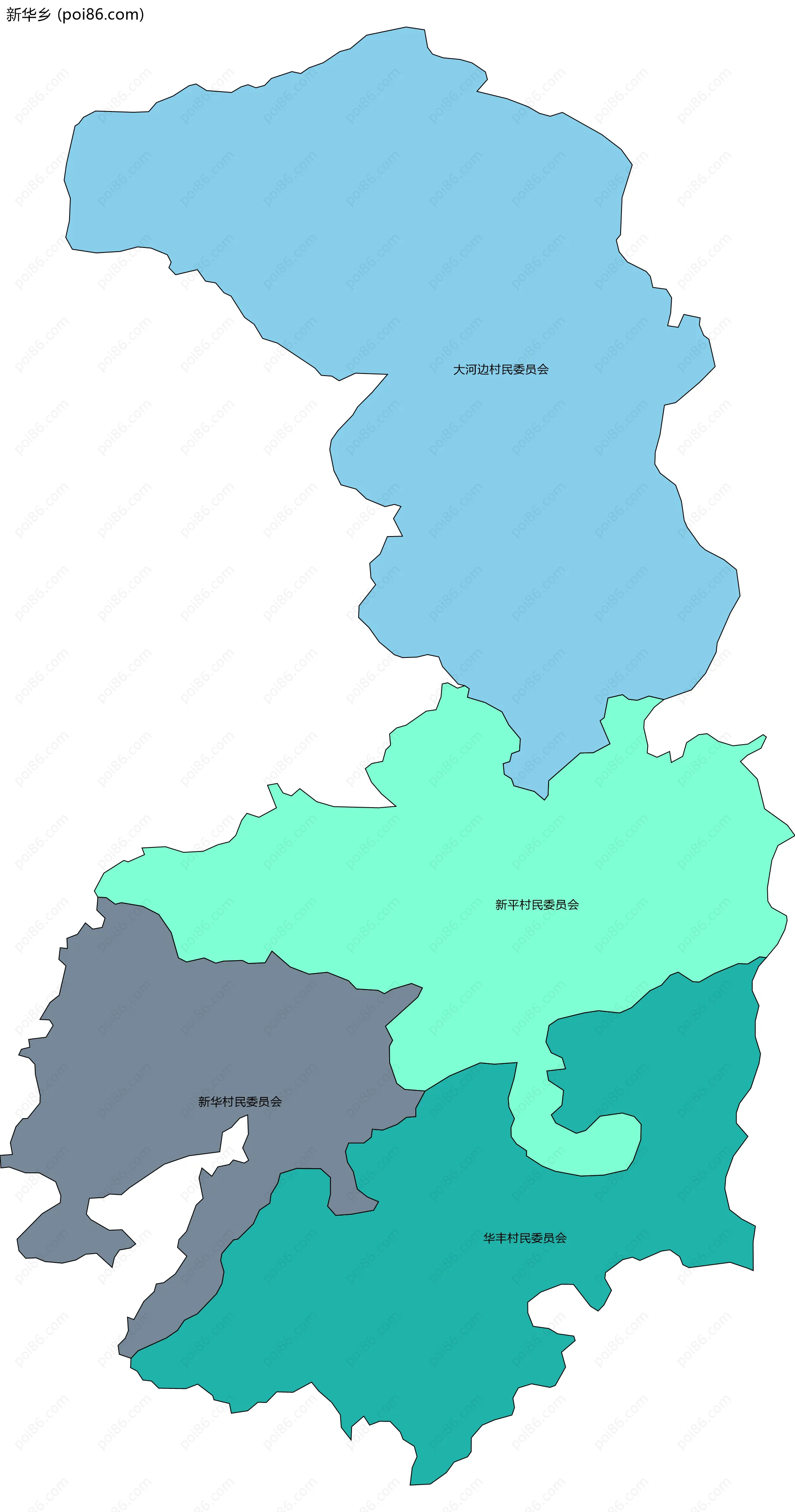新华乡边界地图(五级行政区划)