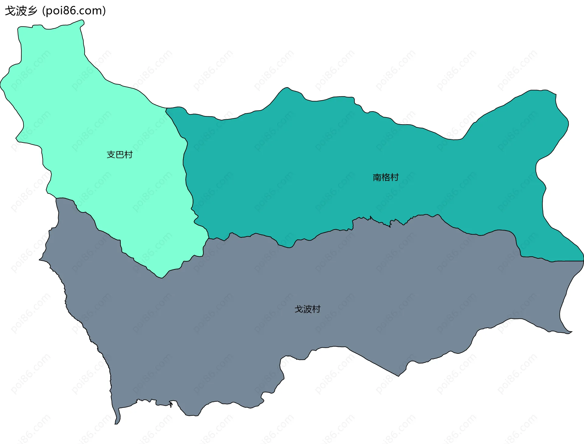 戈波乡边界地图(五级行政区划)