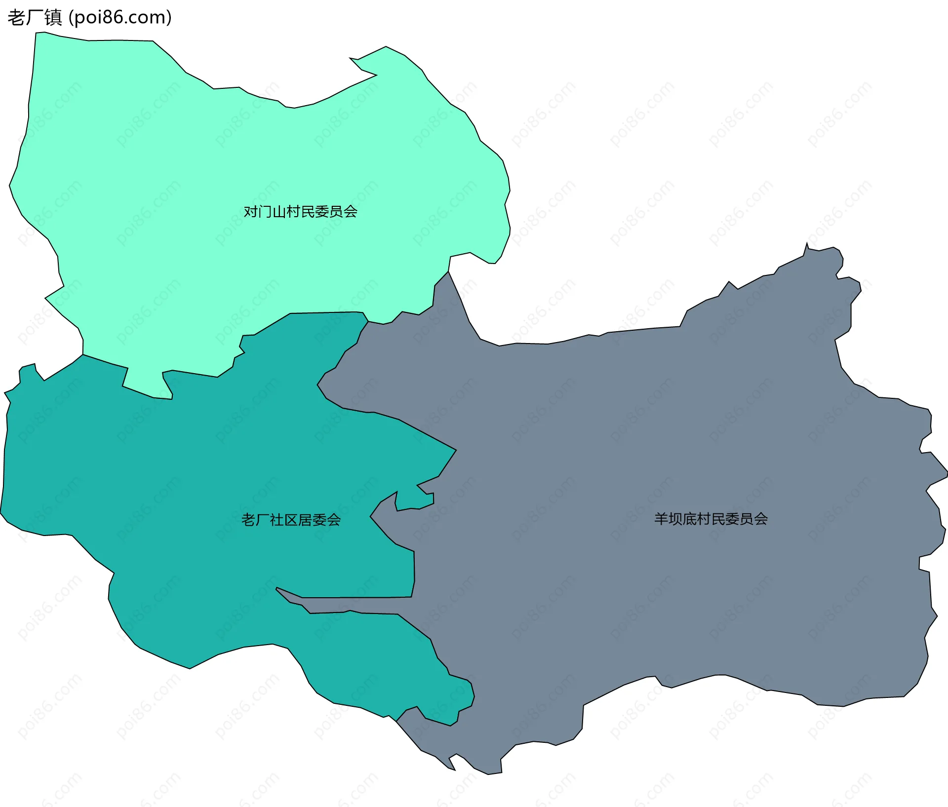 老厂镇边界地图(五级行政区划)