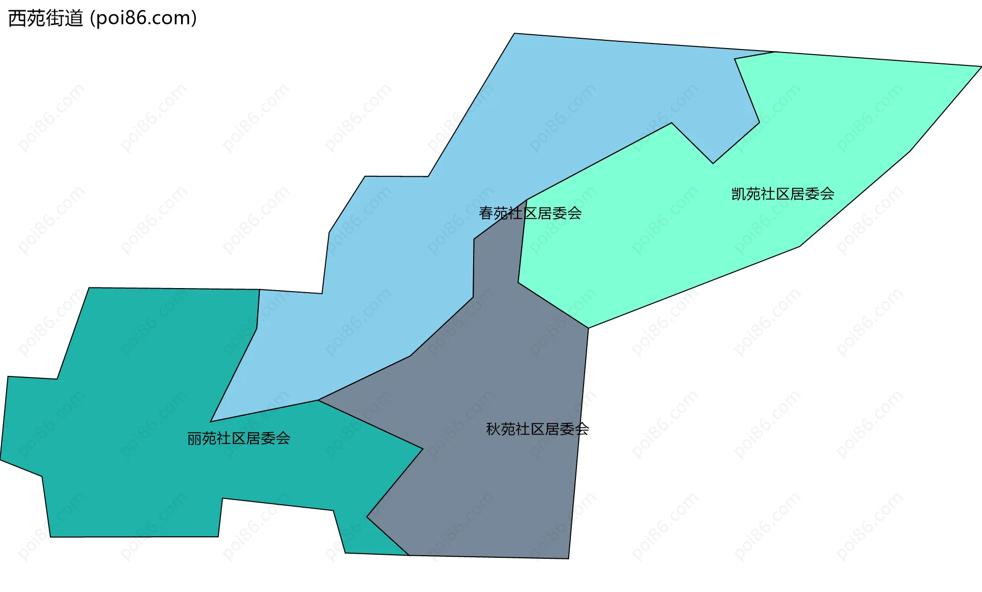 西苑街道边界地图(五级行政区划)
