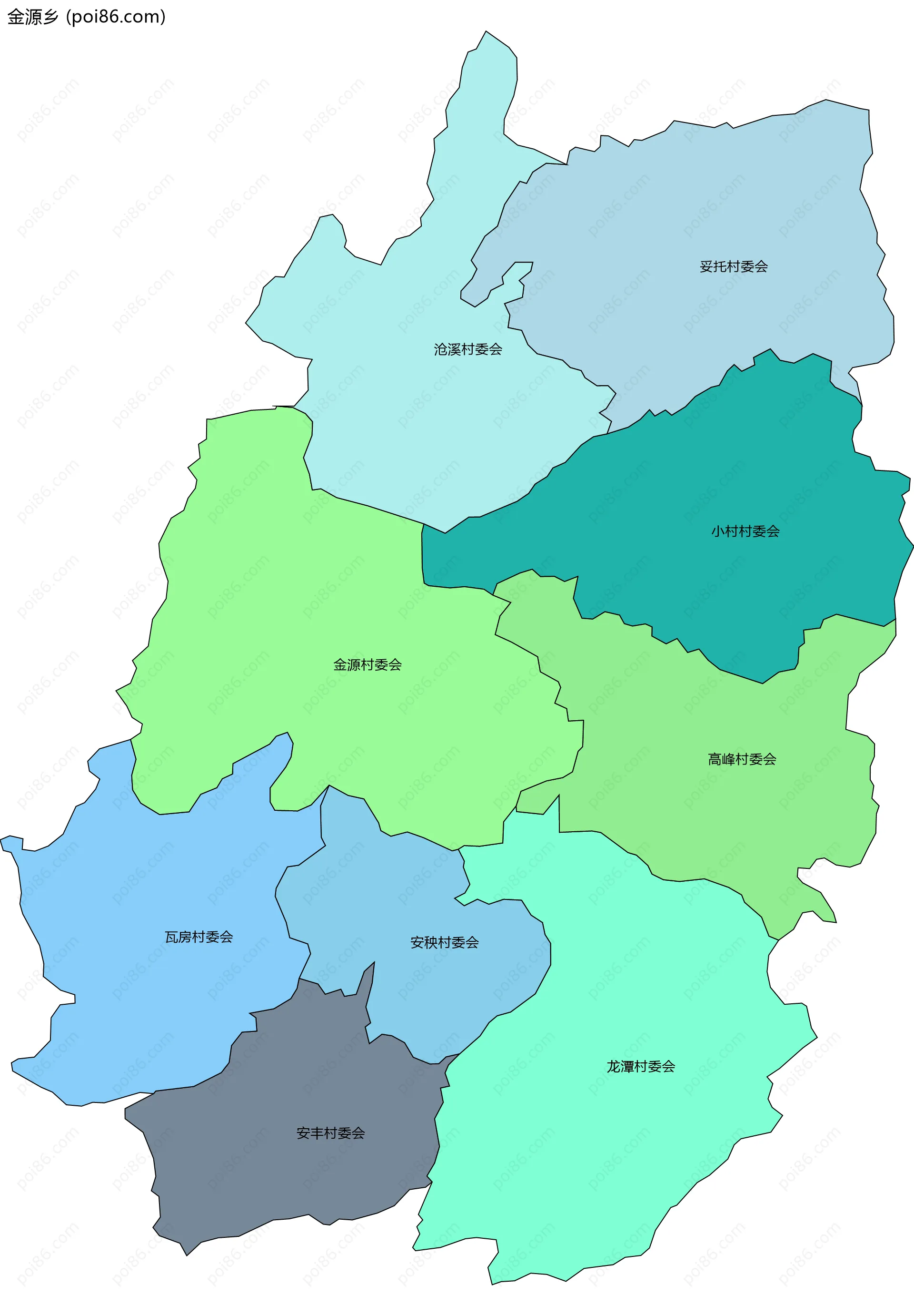 金源乡边界地图(五级行政区划)