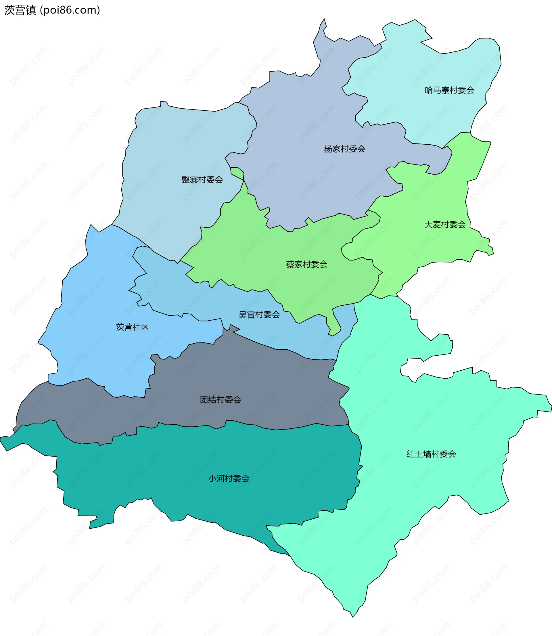 茨营镇边界地图(五级行政区划)