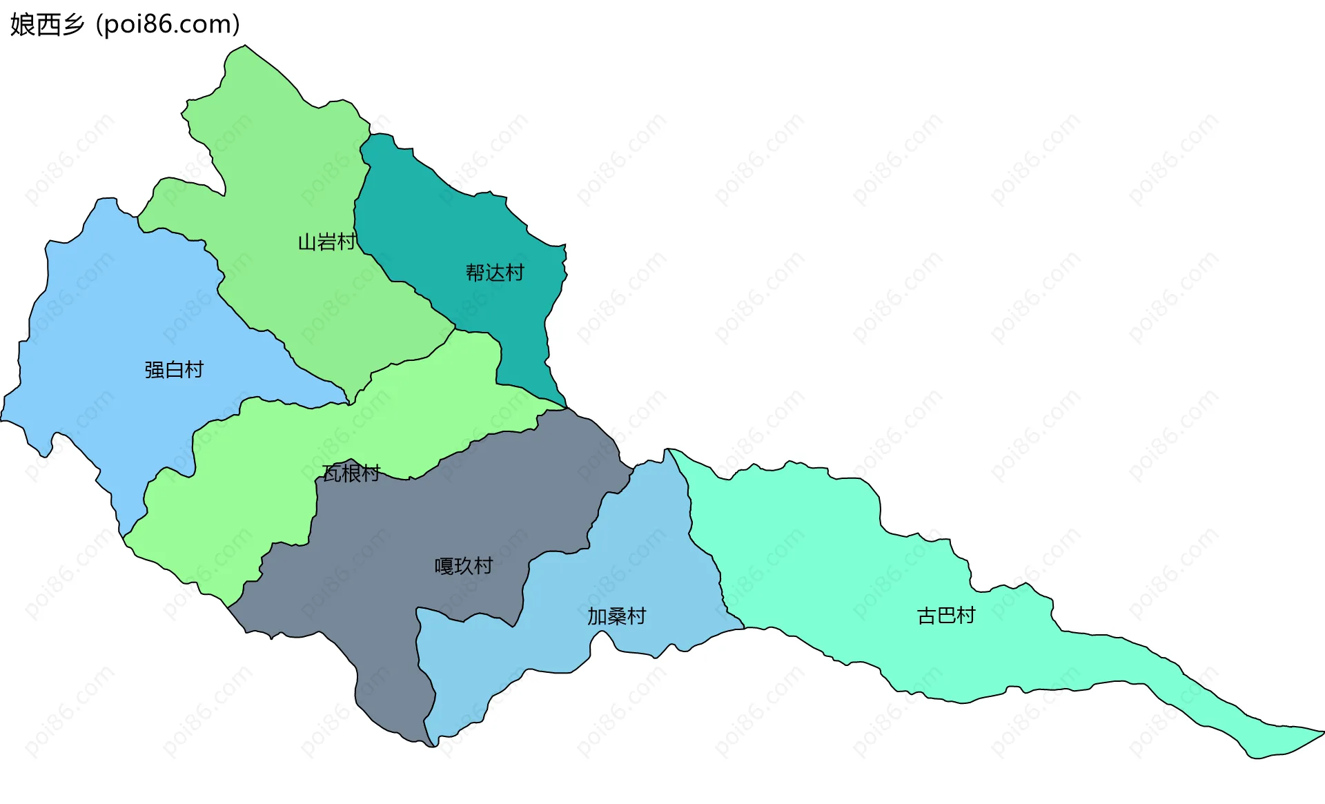 娘西乡边界地图(五级行政区划)