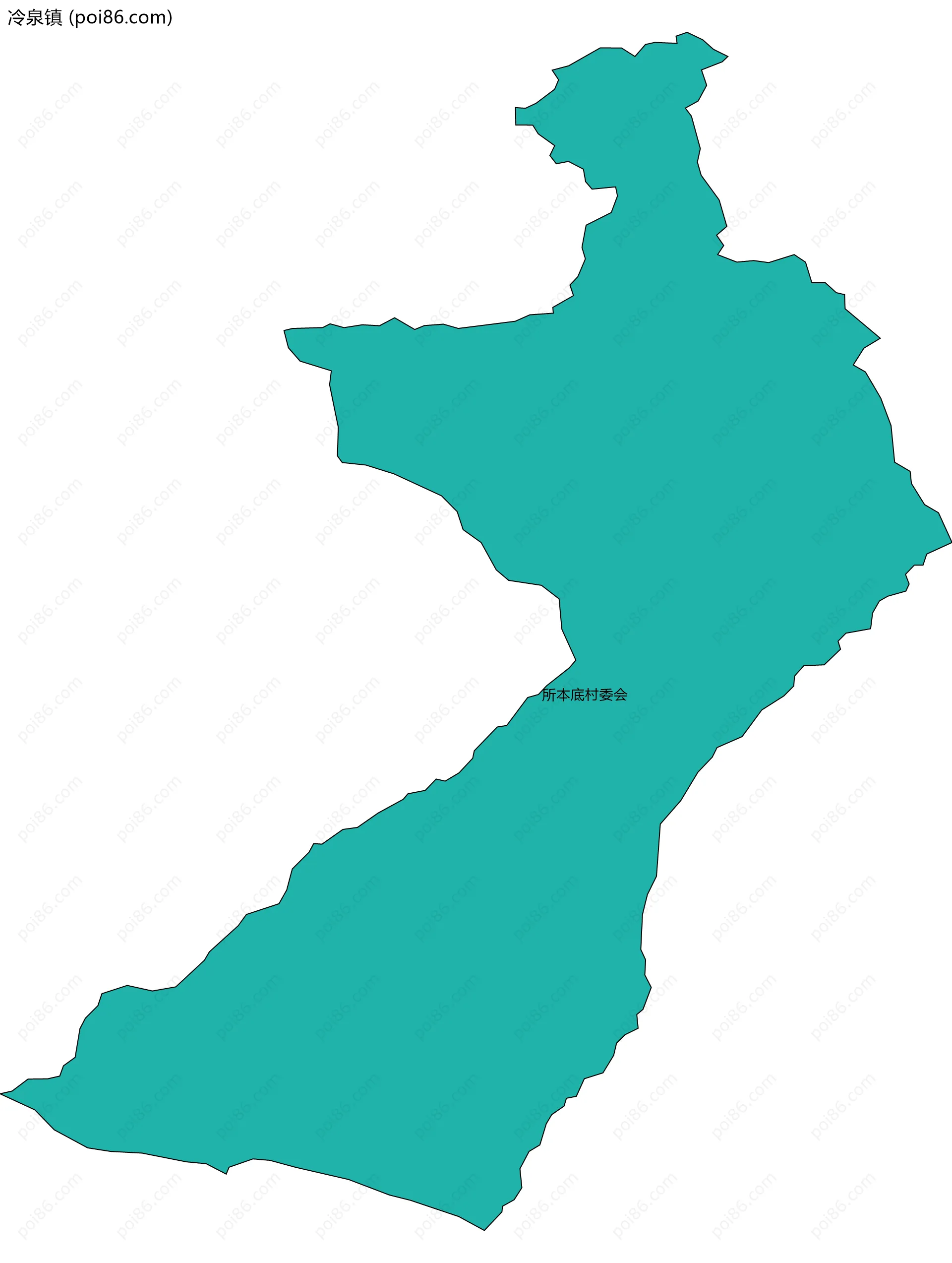 冷泉镇边界地图(五级行政区划)