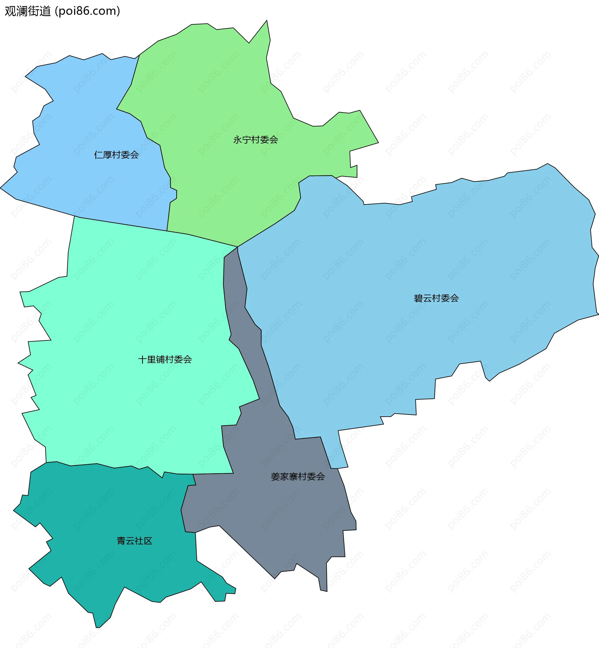 观澜街道边界地图(五级行政区划)