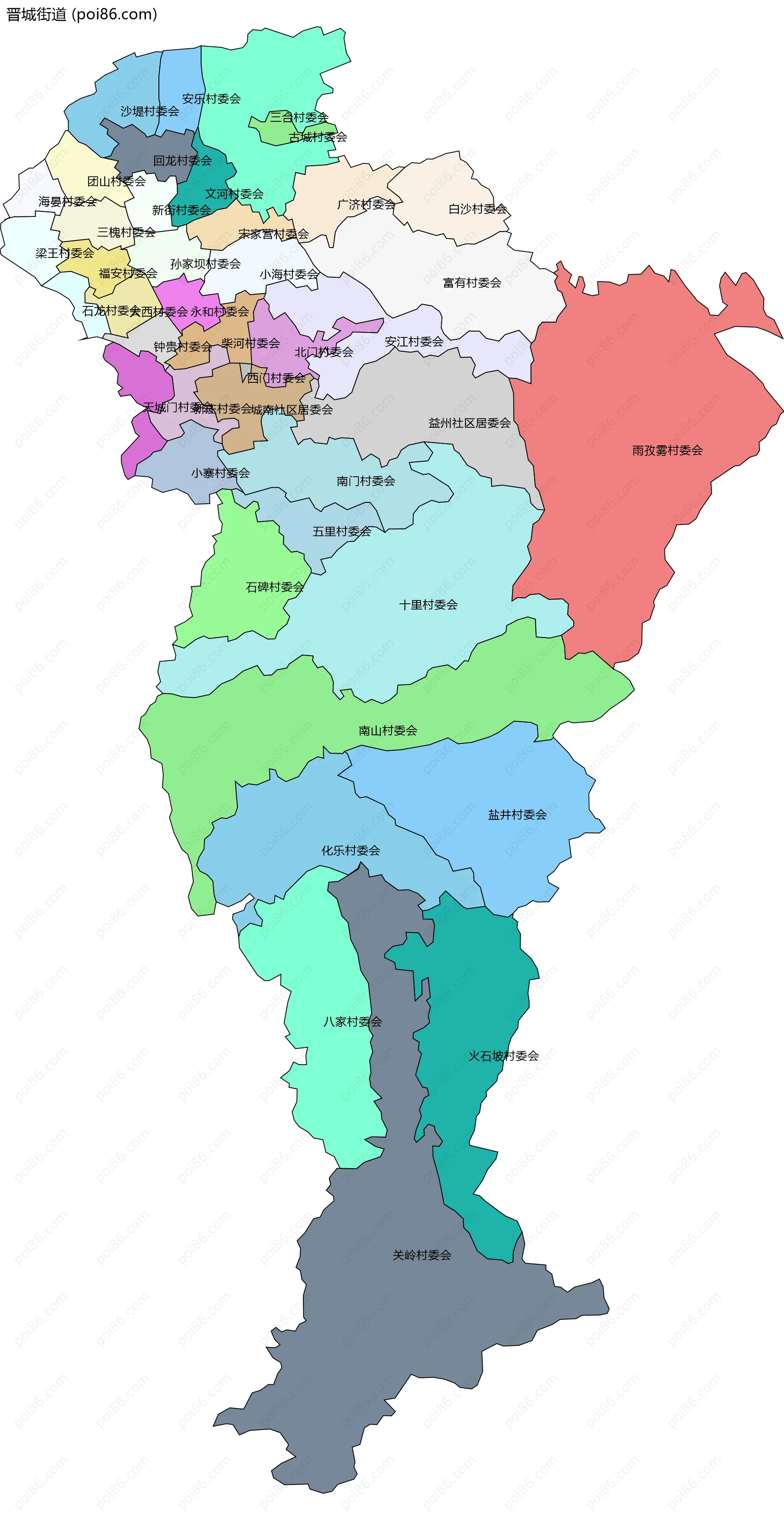 晋城街道边界地图(五级行政区划)