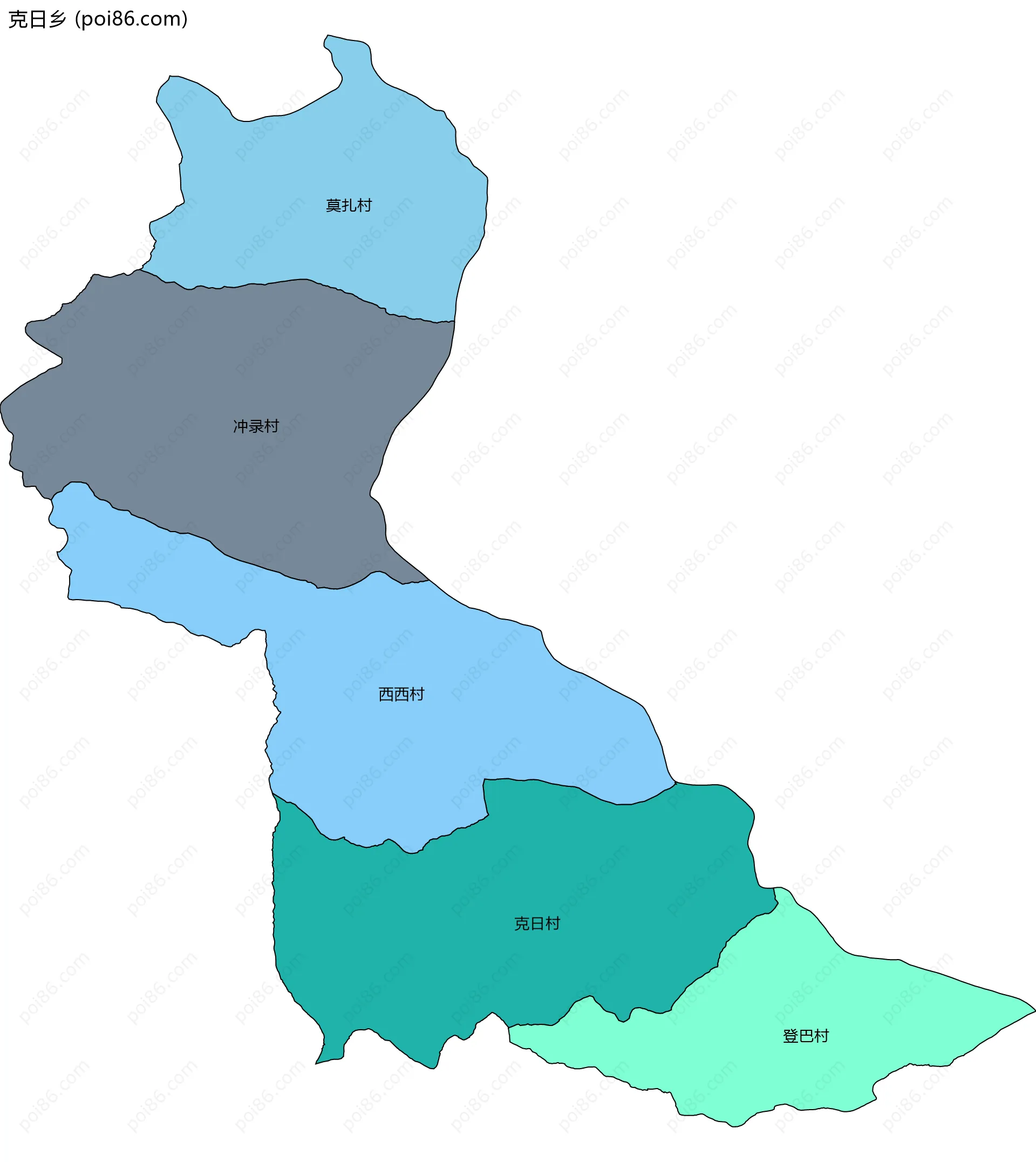 克日乡边界地图(五级行政区划)