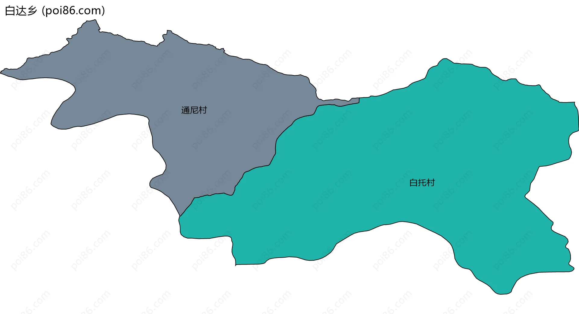 白达乡边界地图(五级行政区划)