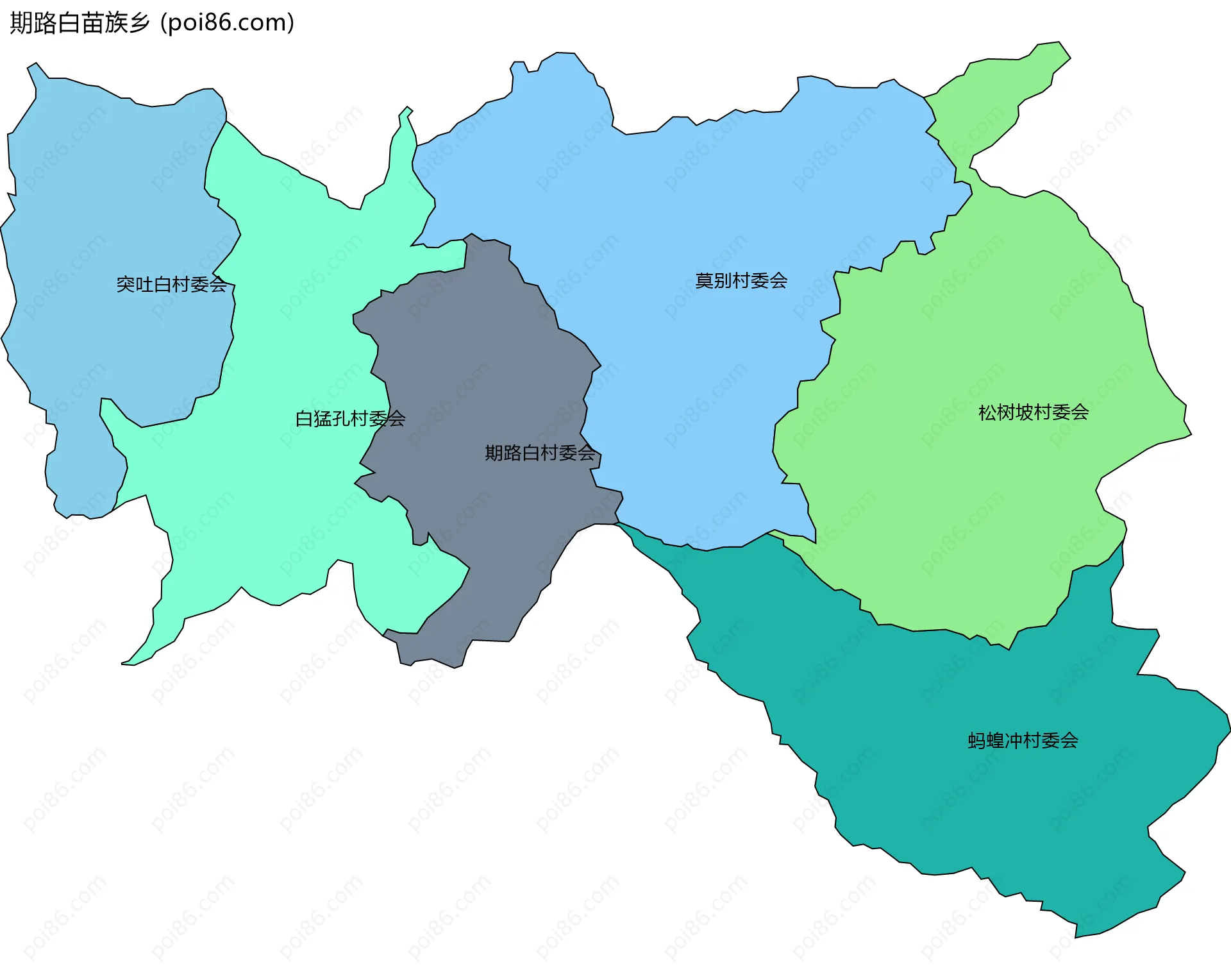 期路白苗族乡边界地图(五级行政区划)