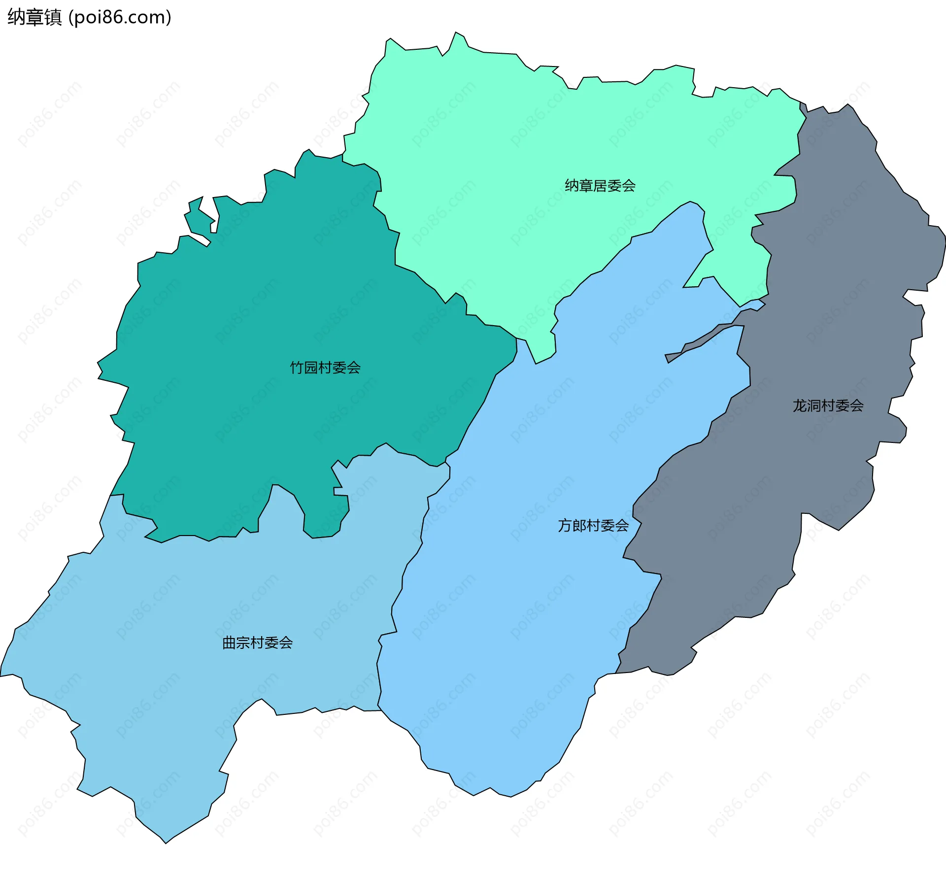 纳章镇边界地图(五级行政区划)