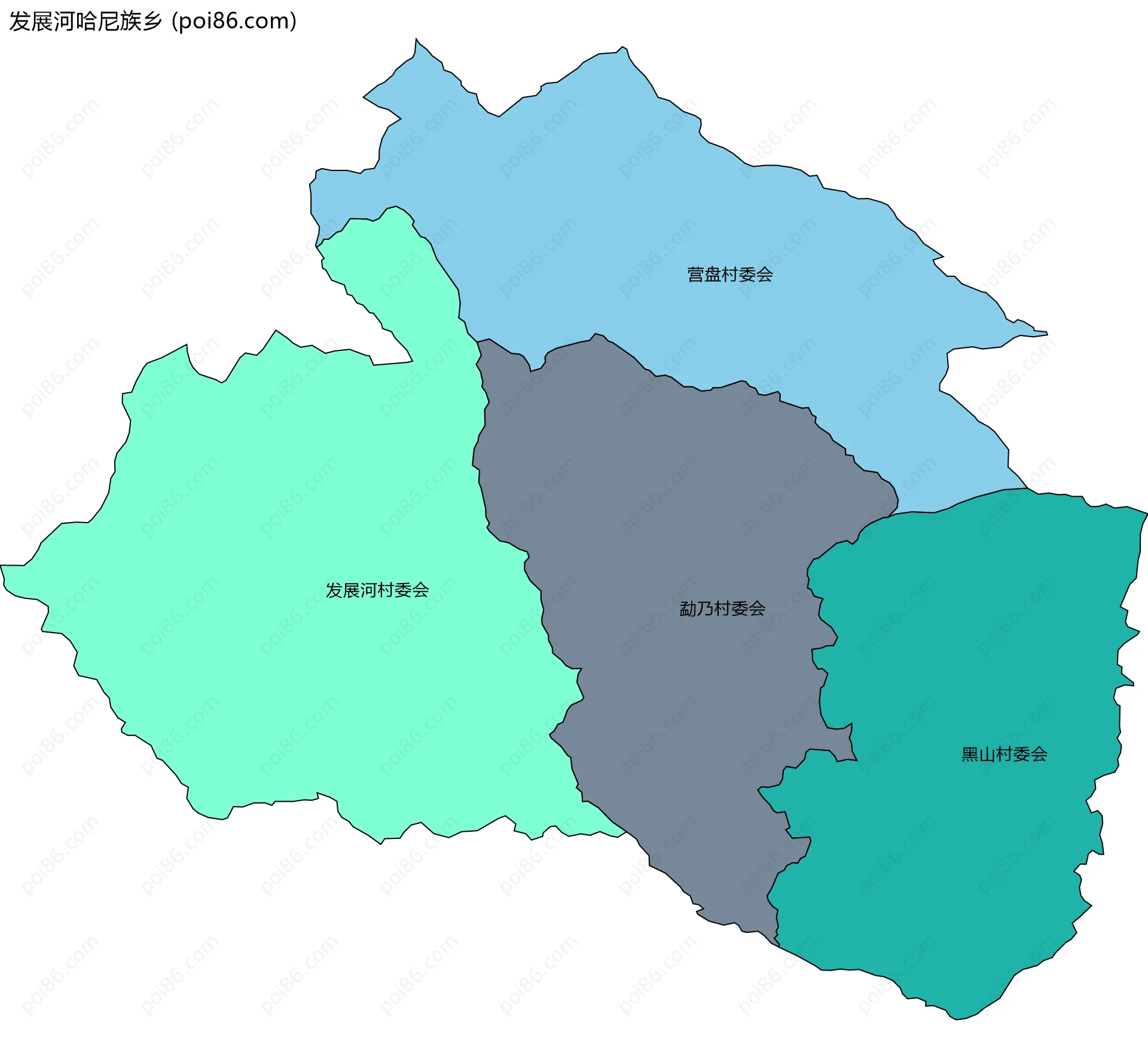 发展河哈尼族乡边界地图(五级行政区划)