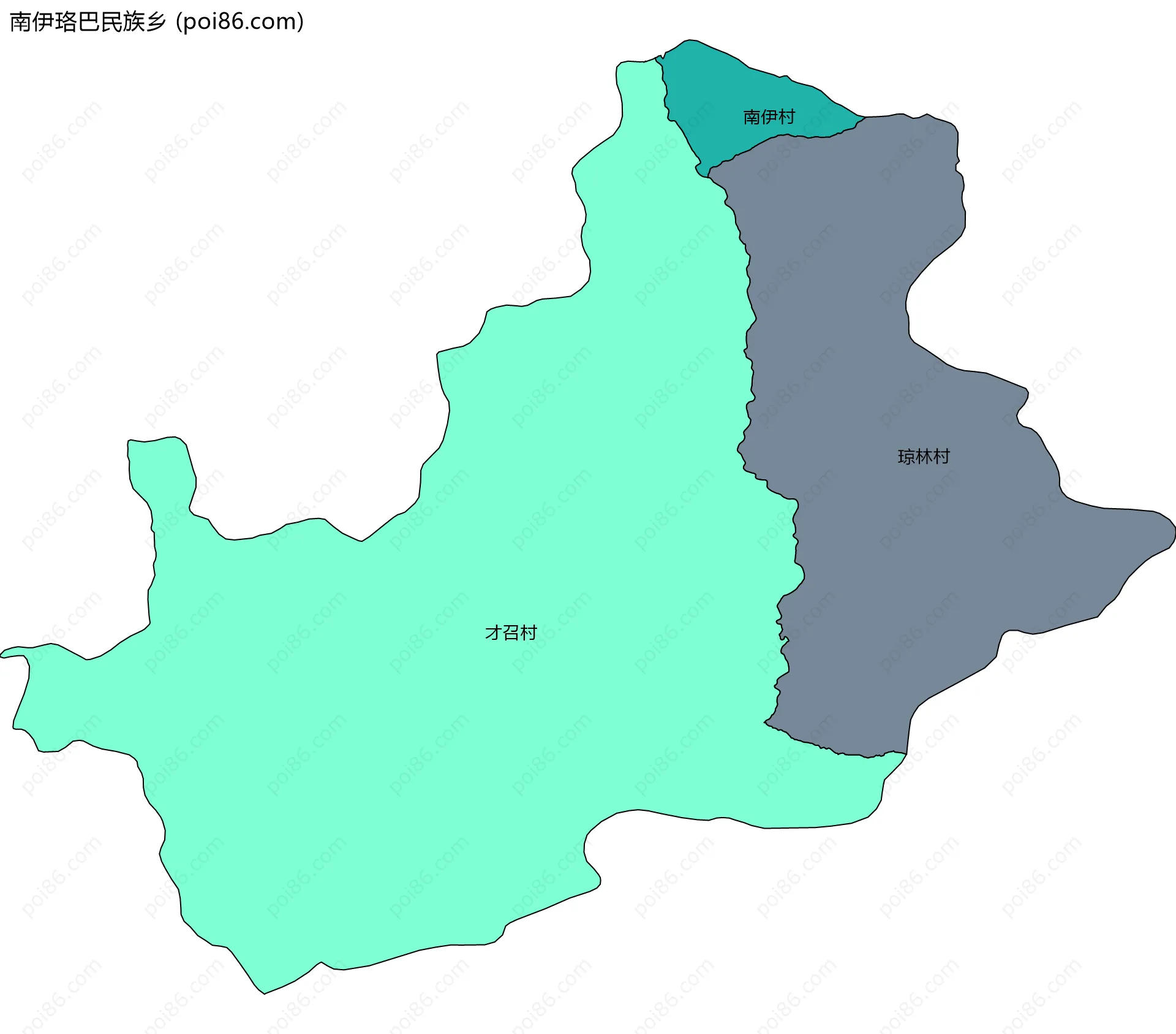 南伊珞巴民族乡边界地图(五级行政区划)