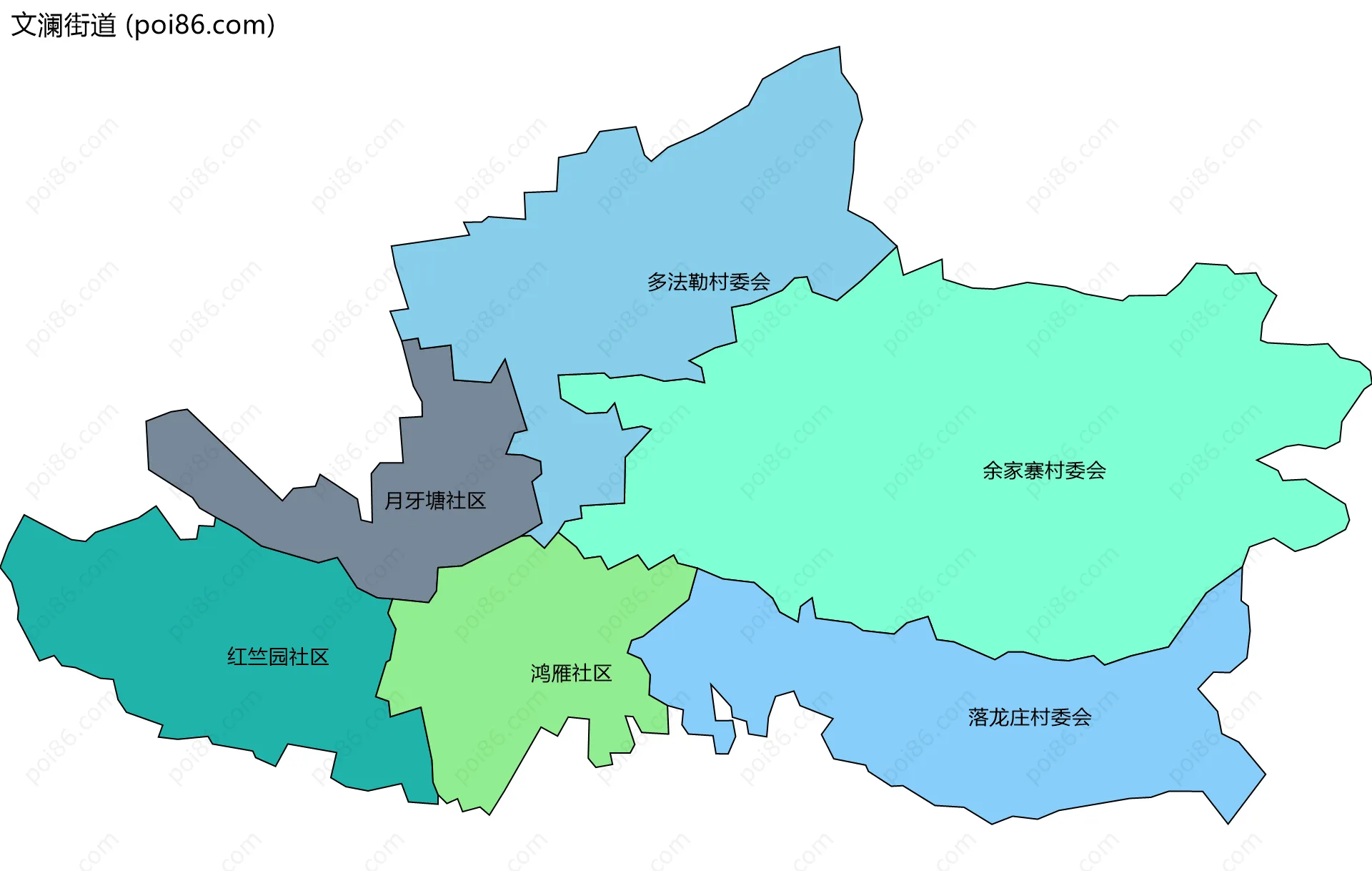 文澜街道边界地图(五级行政区划)