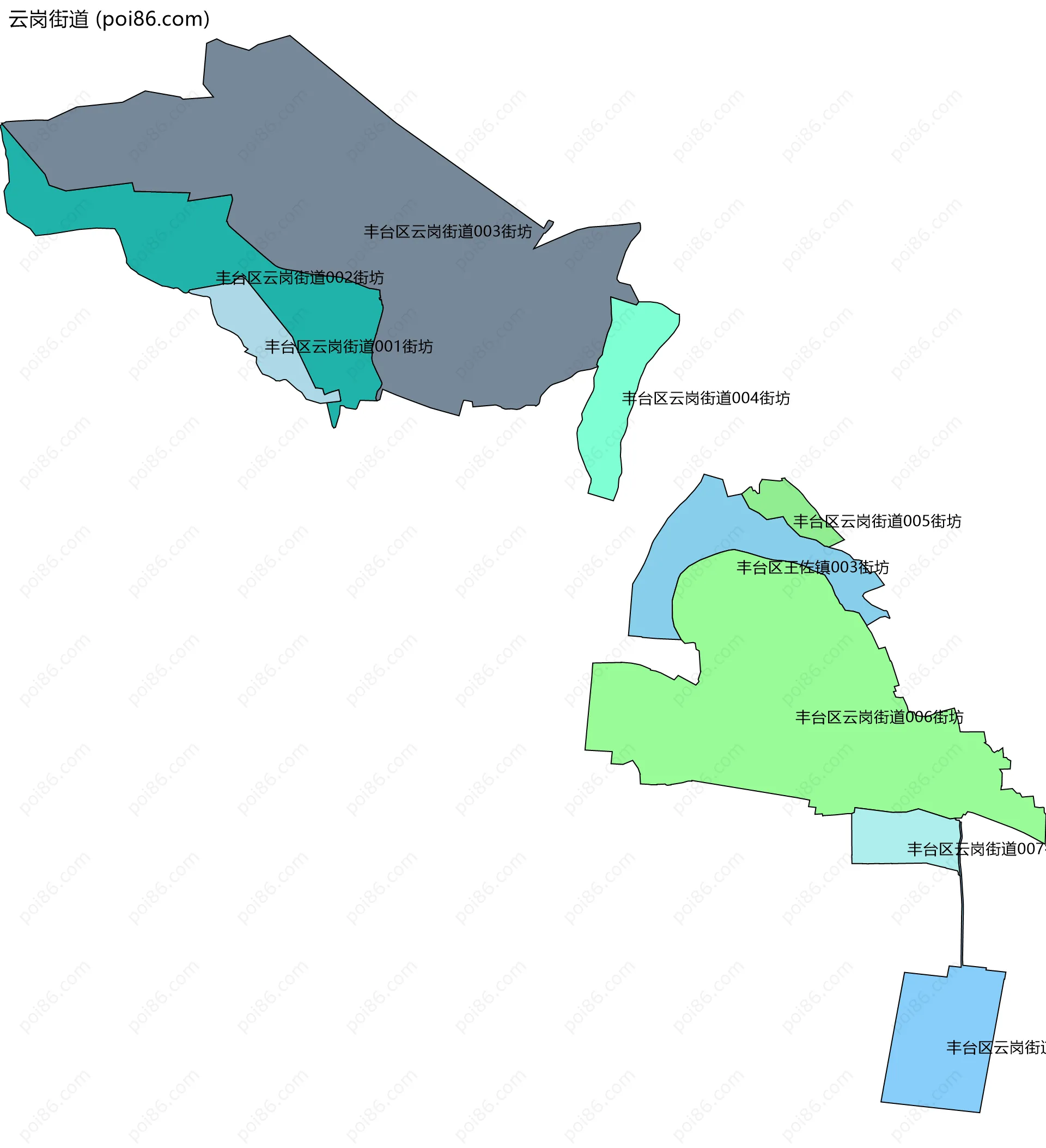 云岗街道边界地图(五级行政区划)