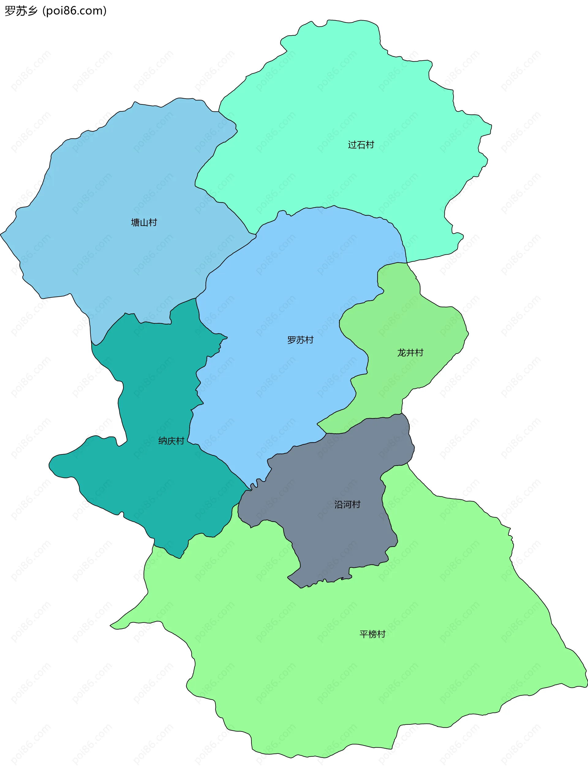 罗苏乡边界地图(五级行政区划)