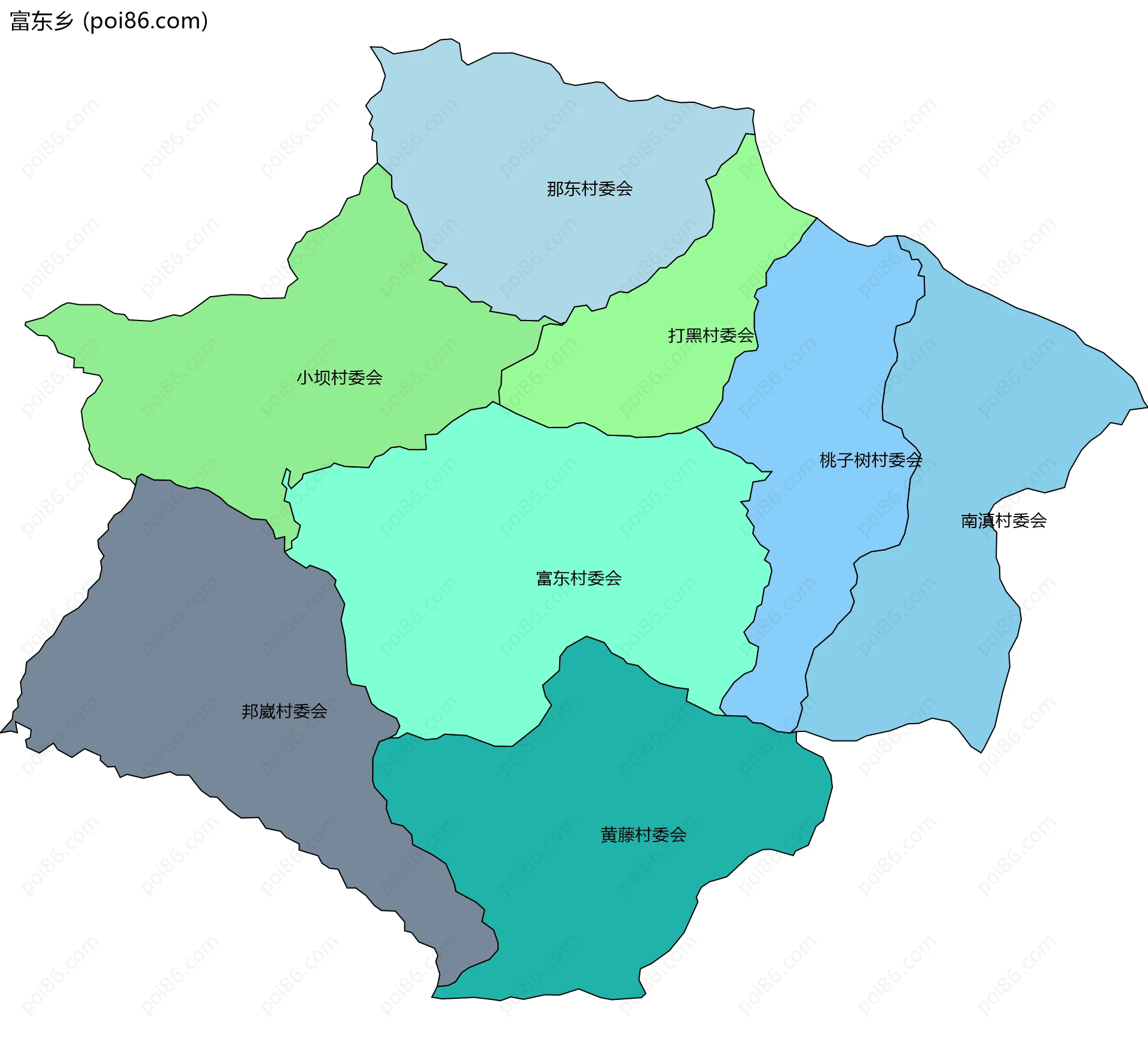 富东乡边界地图(五级行政区划)