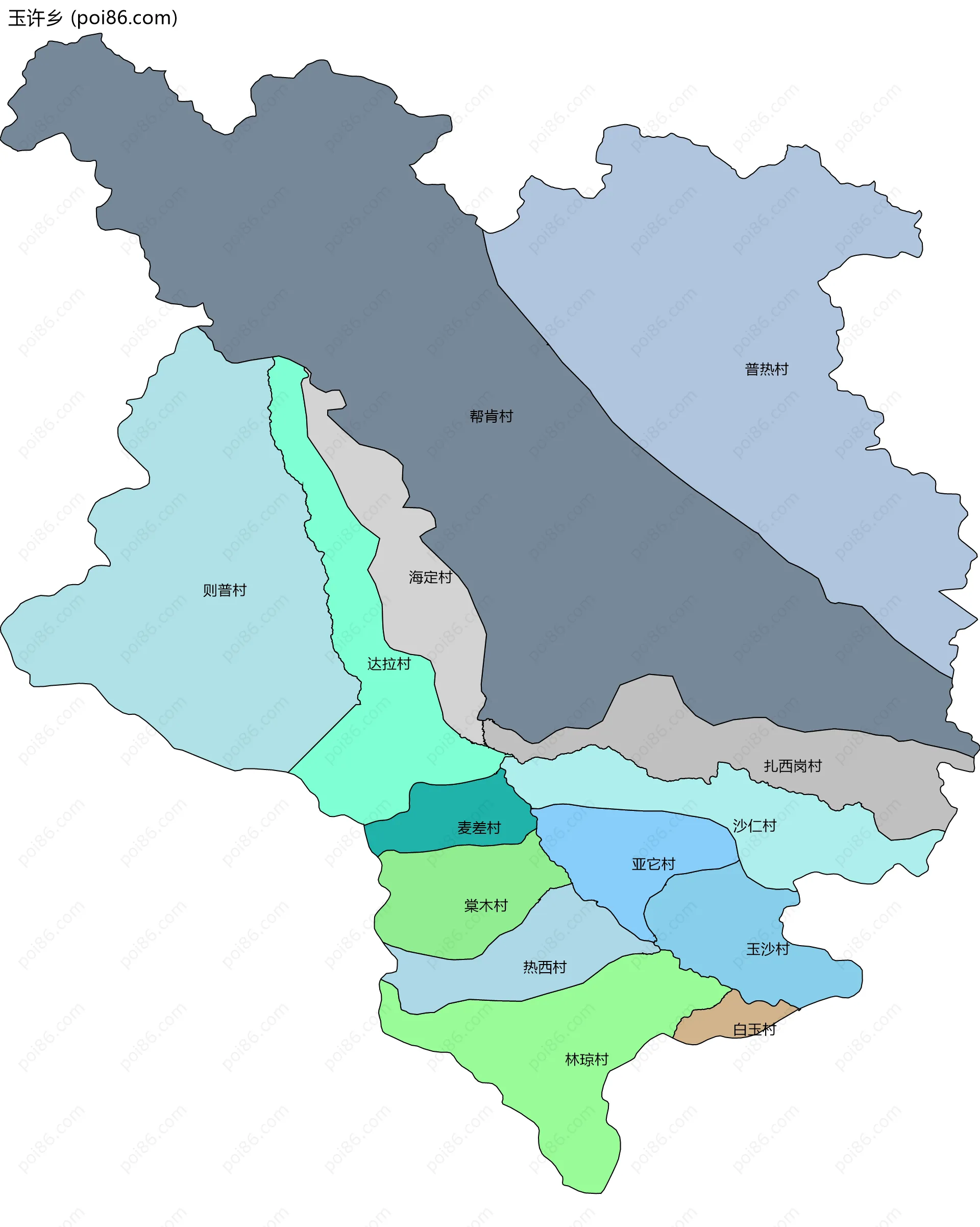 玉许乡边界地图(五级行政区划)