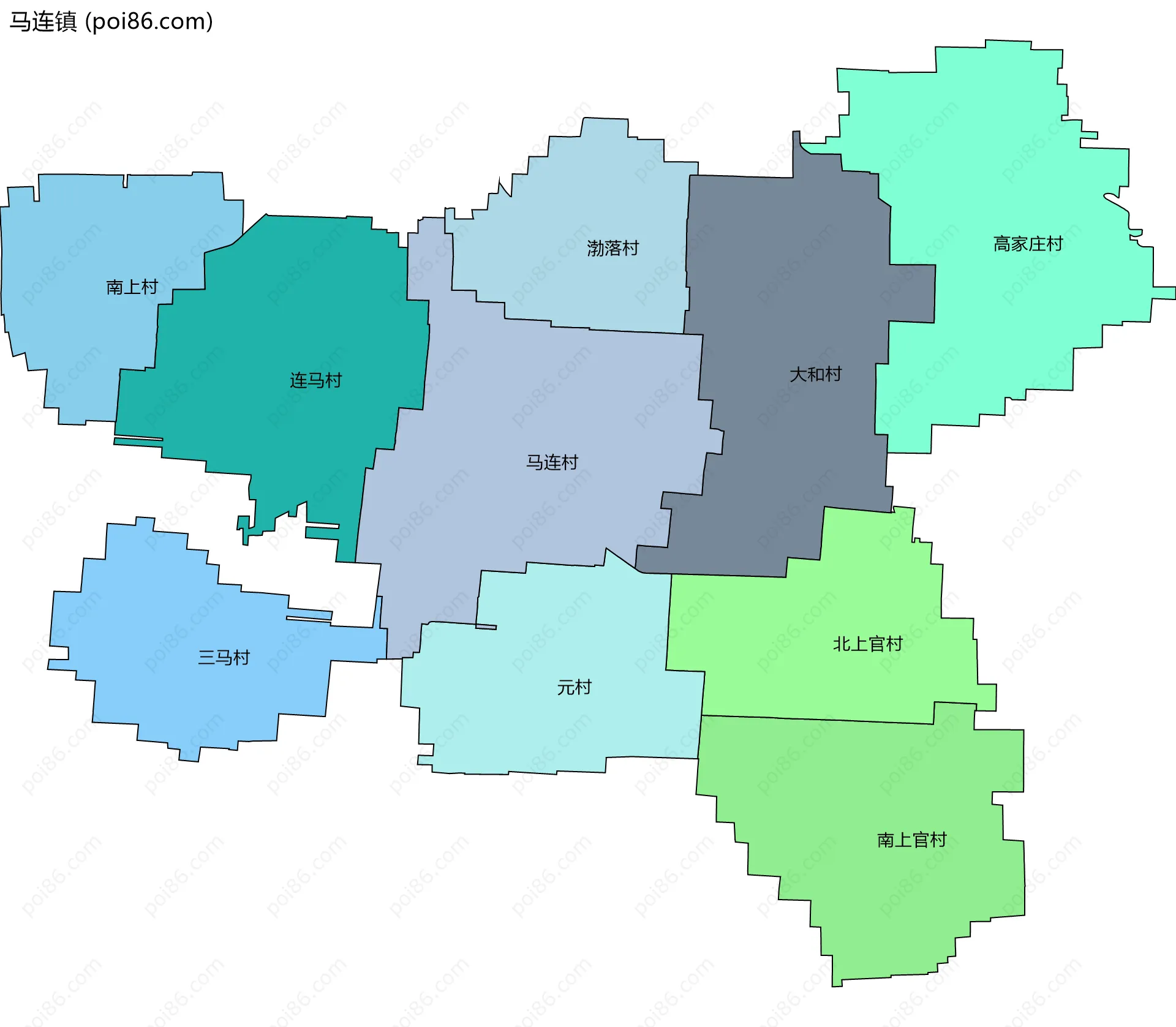 马连镇边界地图(五级行政区划)