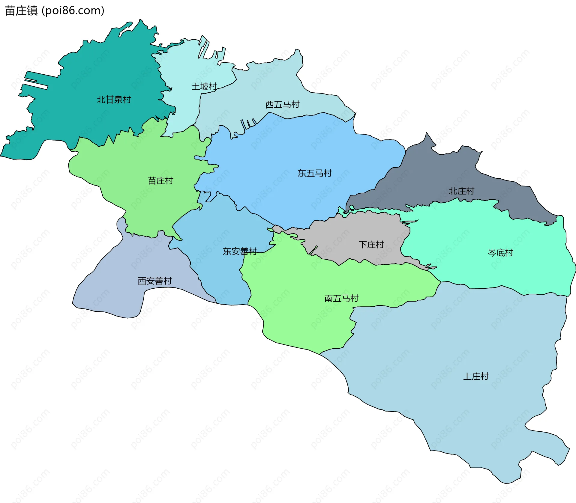 苗庄镇边界地图(五级行政区划)