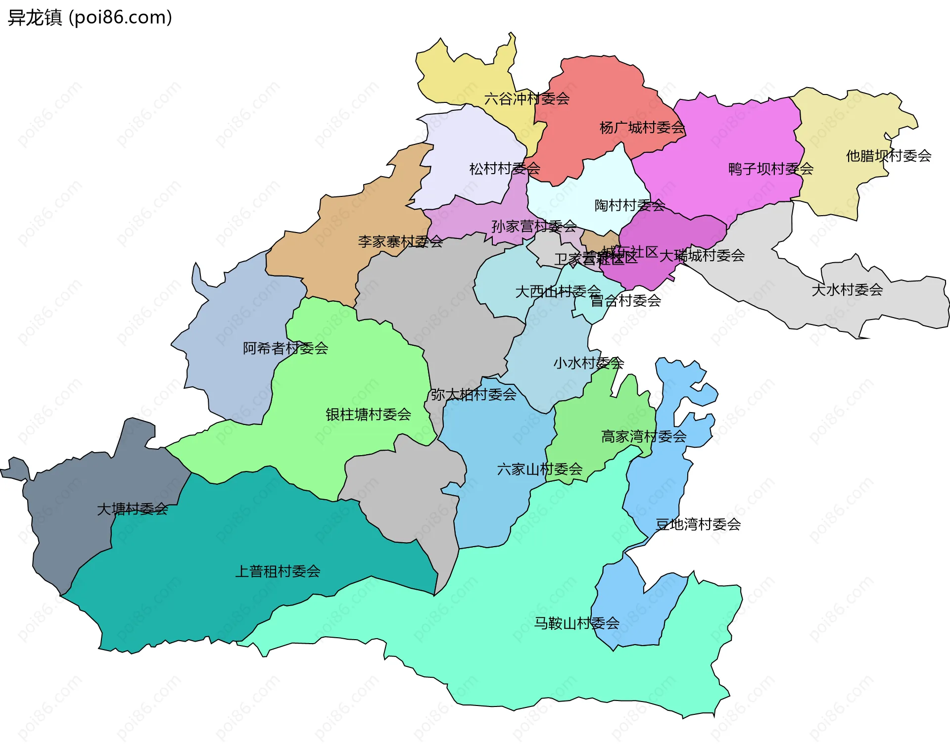 异龙镇边界地图(五级行政区划)