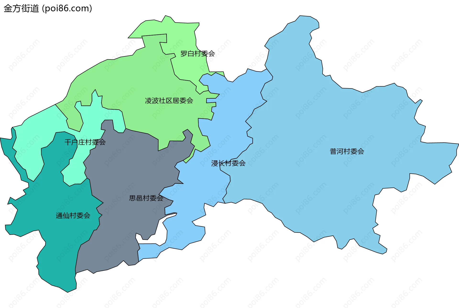 金方街道边界地图(五级行政区划)