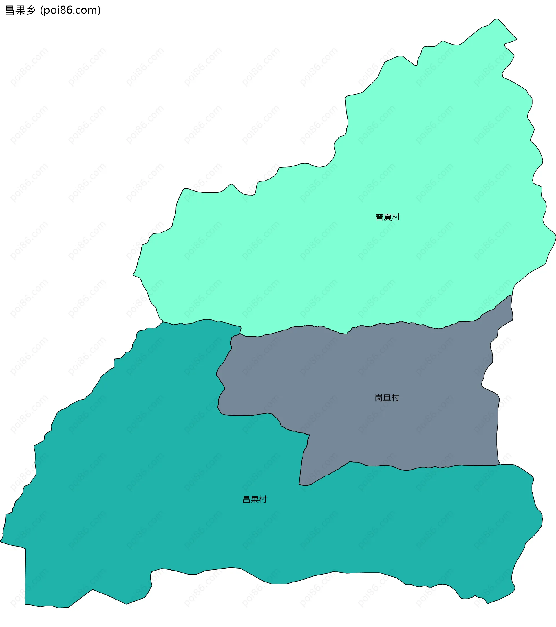 昌果乡边界地图(五级行政区划)
