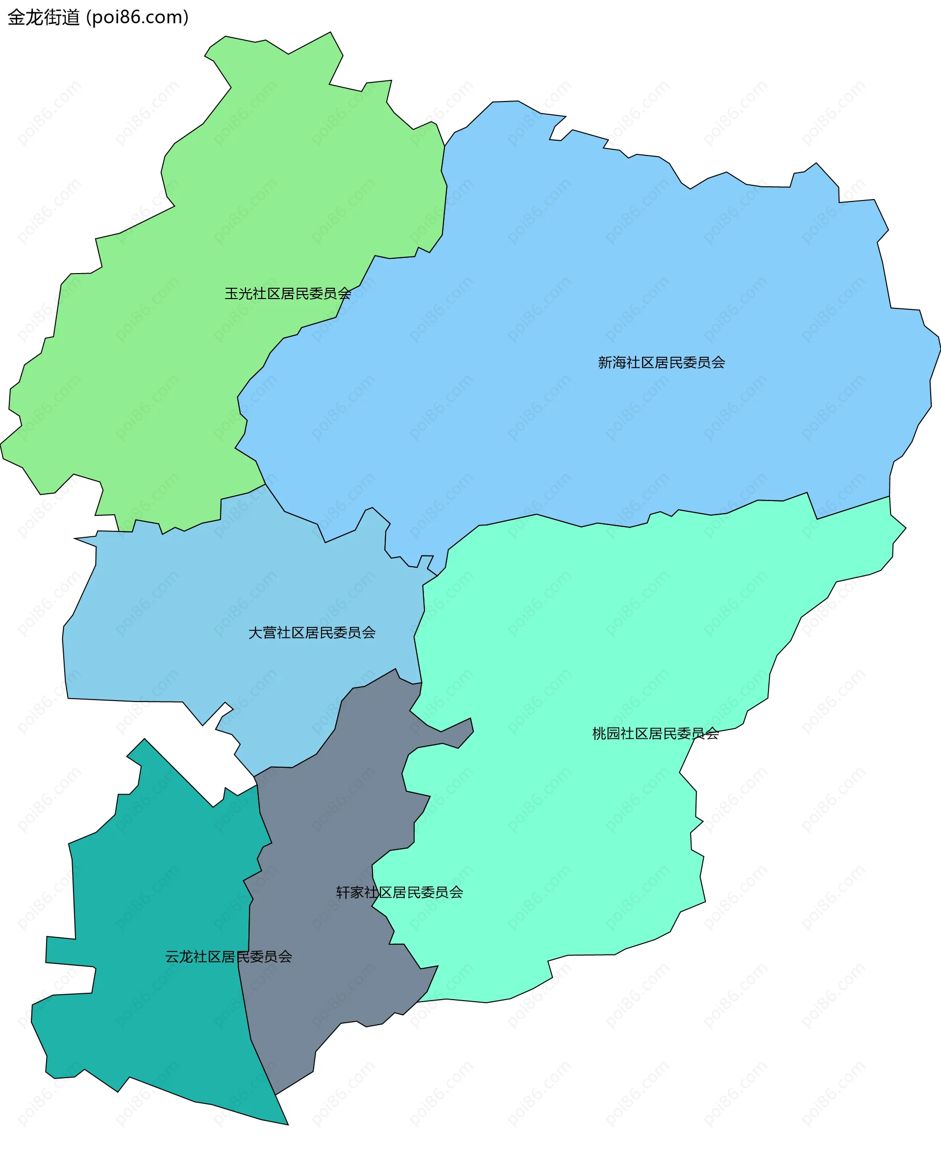 金龙街道边界地图(五级行政区划)