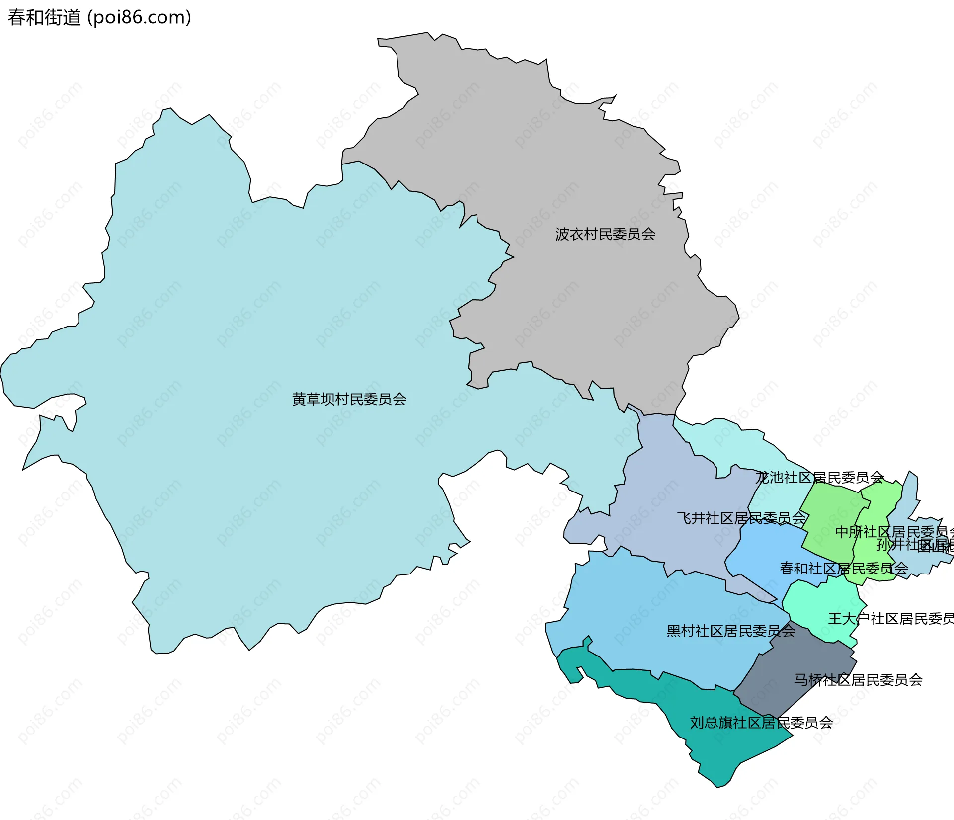 春和街道边界地图(五级行政区划)