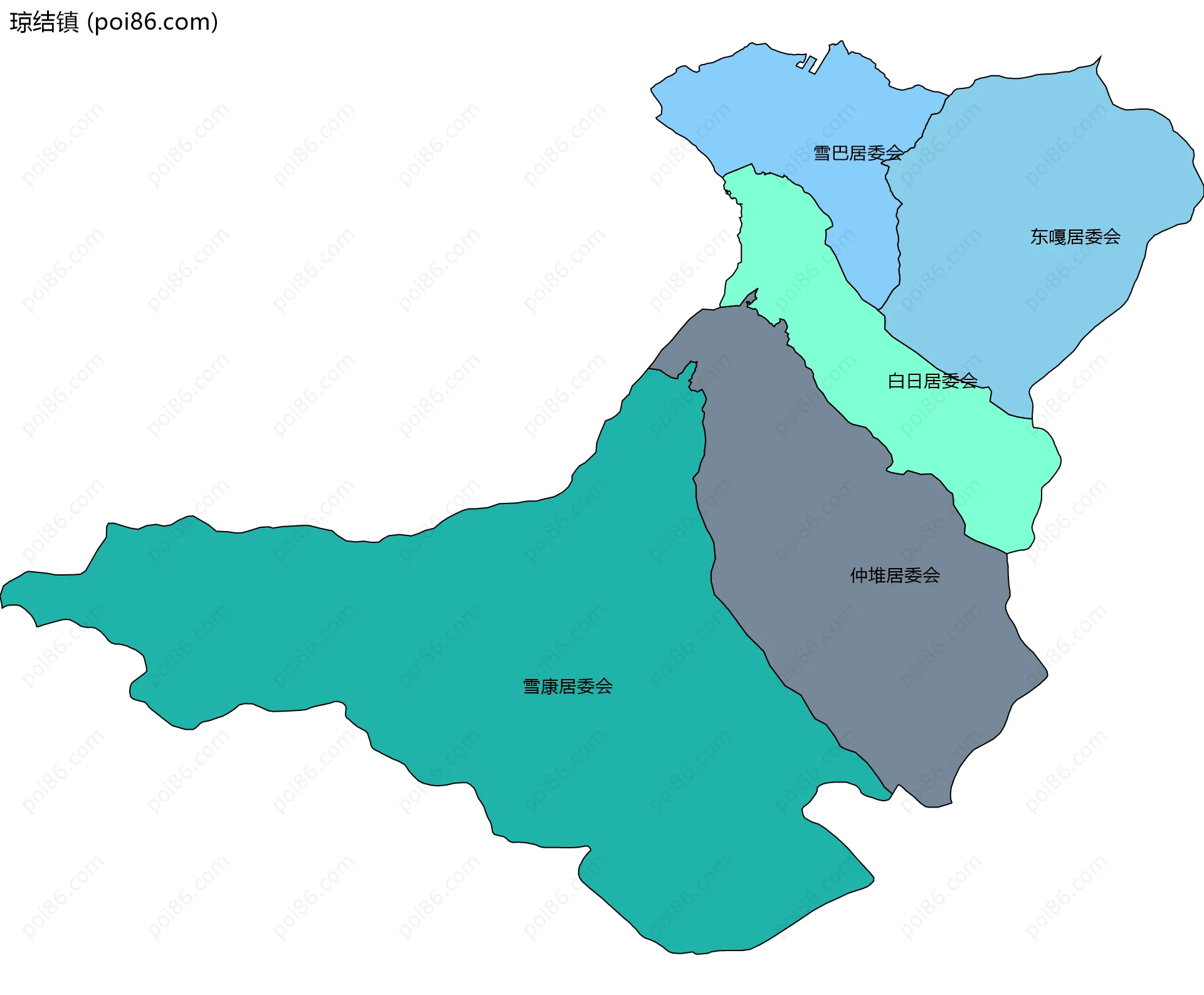 琼结镇边界地图(五级行政区划)