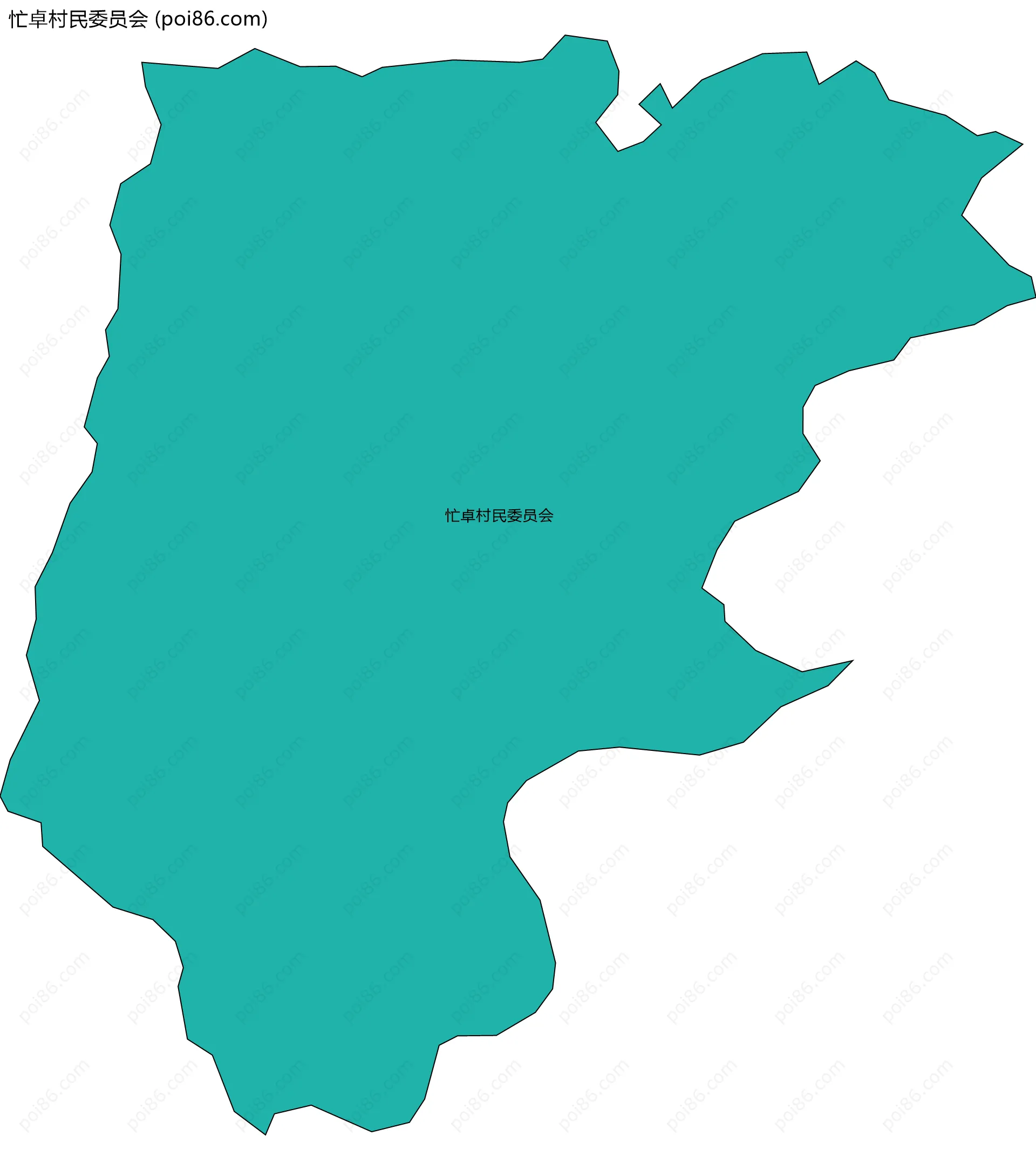 忙卓村民委员会边界地图