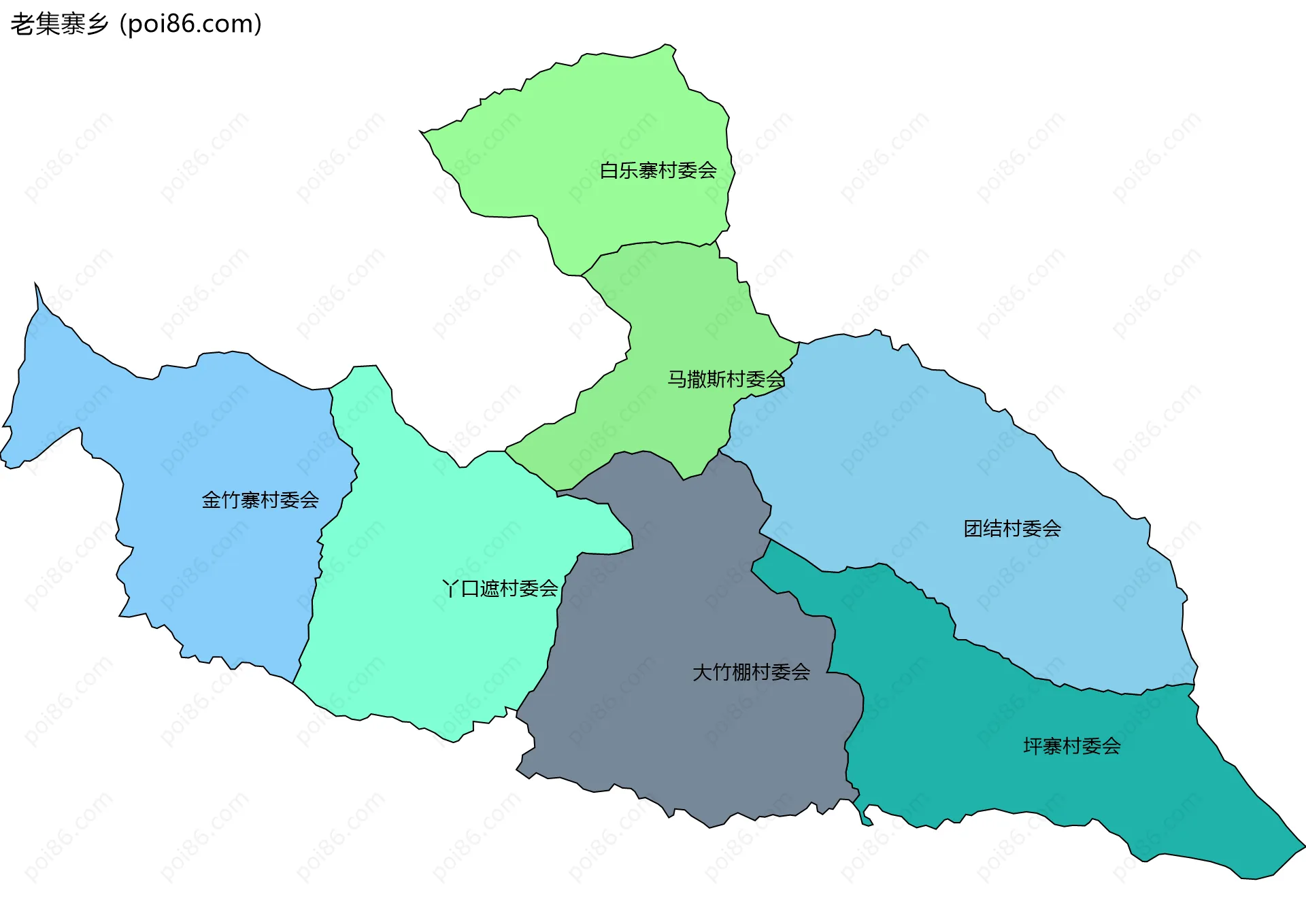 老集寨乡边界地图(五级行政区划)