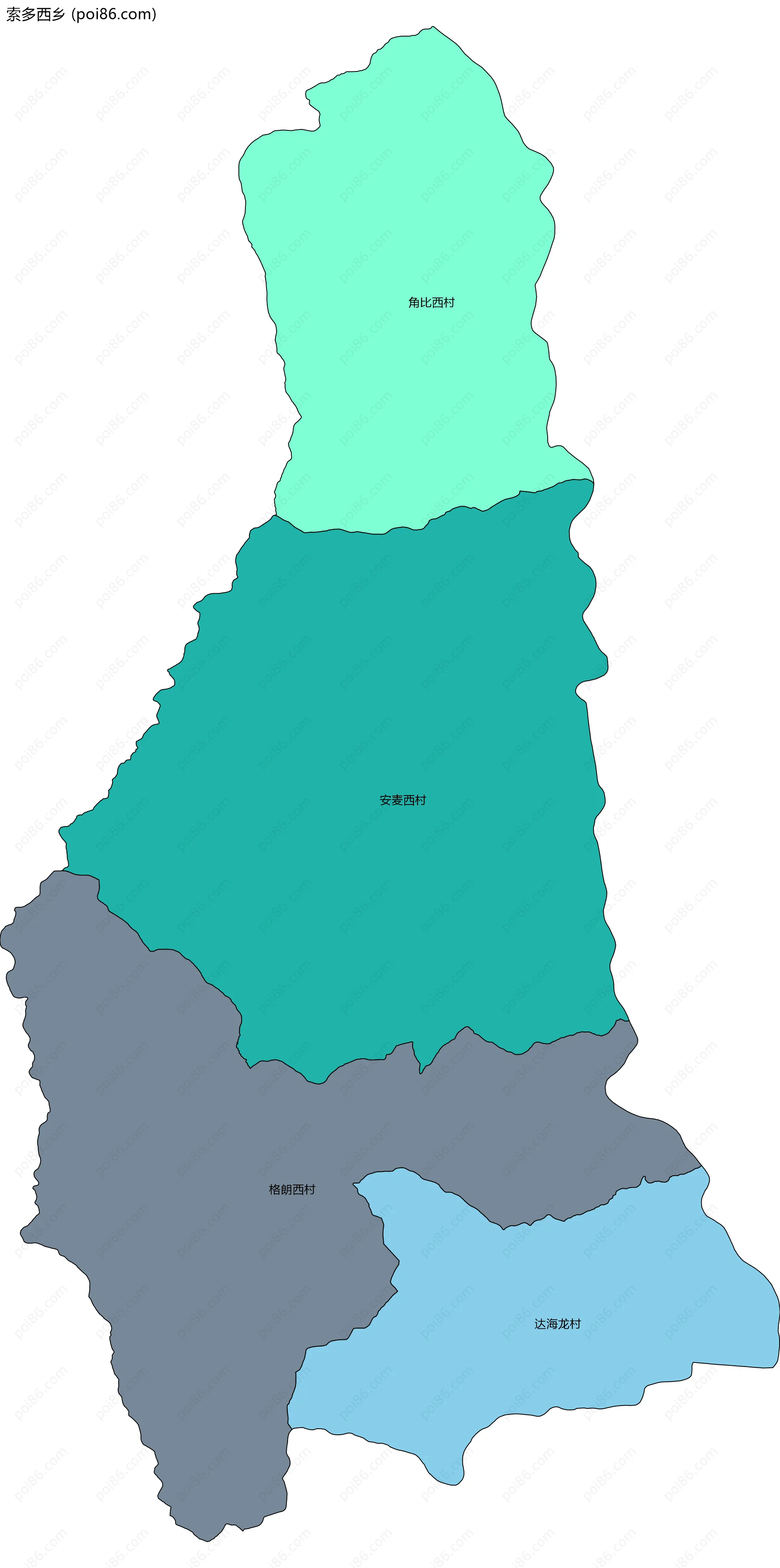 索多西乡边界地图(五级行政区划)