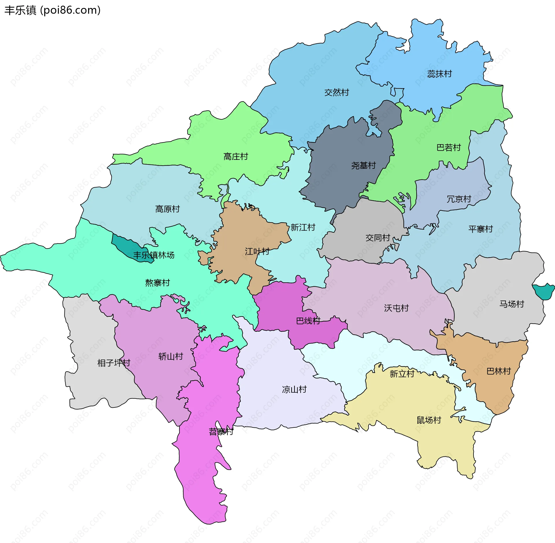 丰乐镇边界地图(五级行政区划)