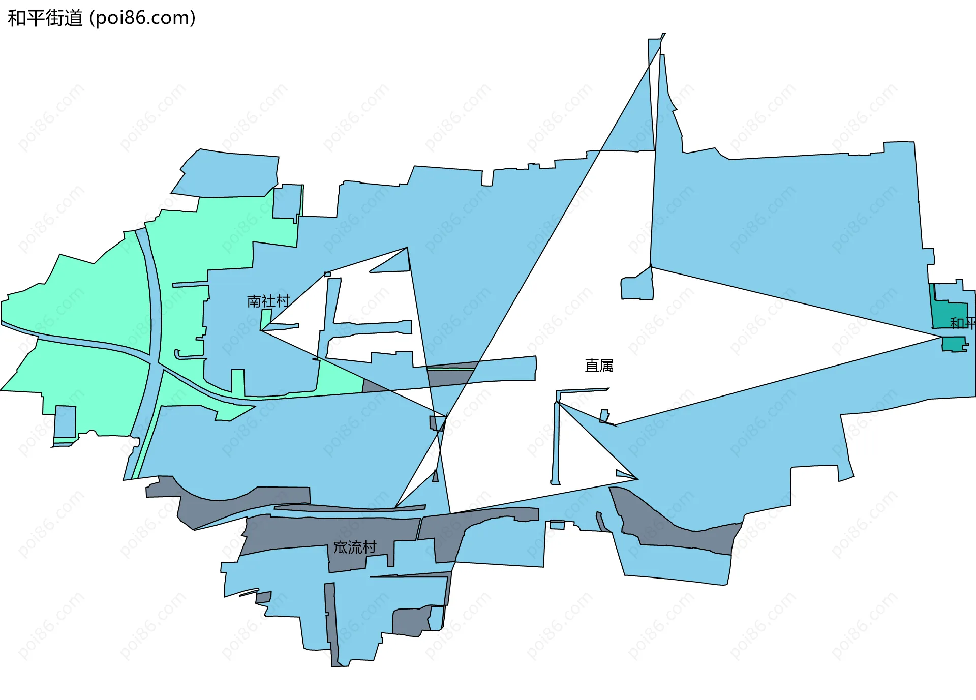 和平街道边界地图(五级行政区划)
