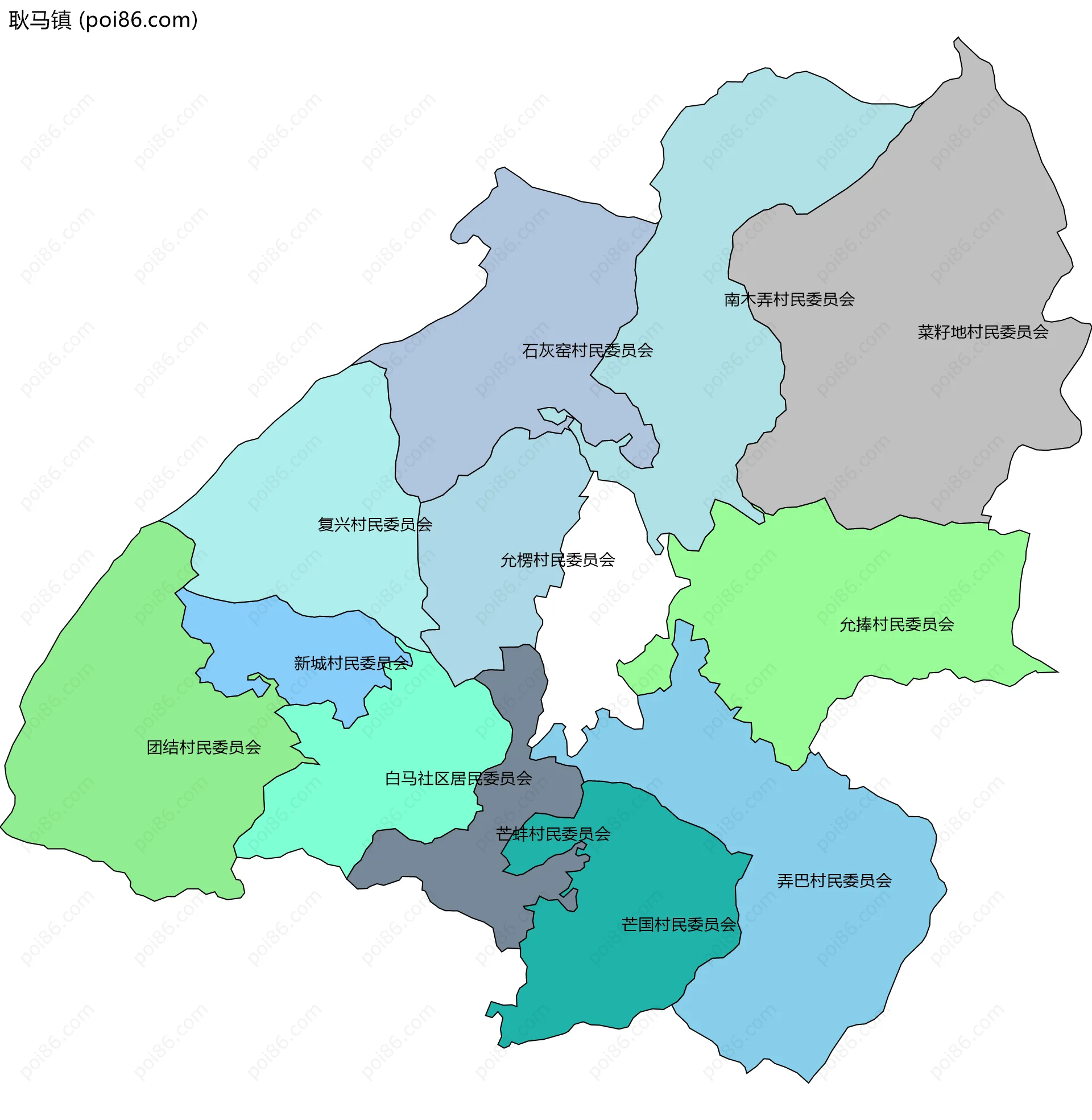 耿马镇边界地图(五级行政区划)