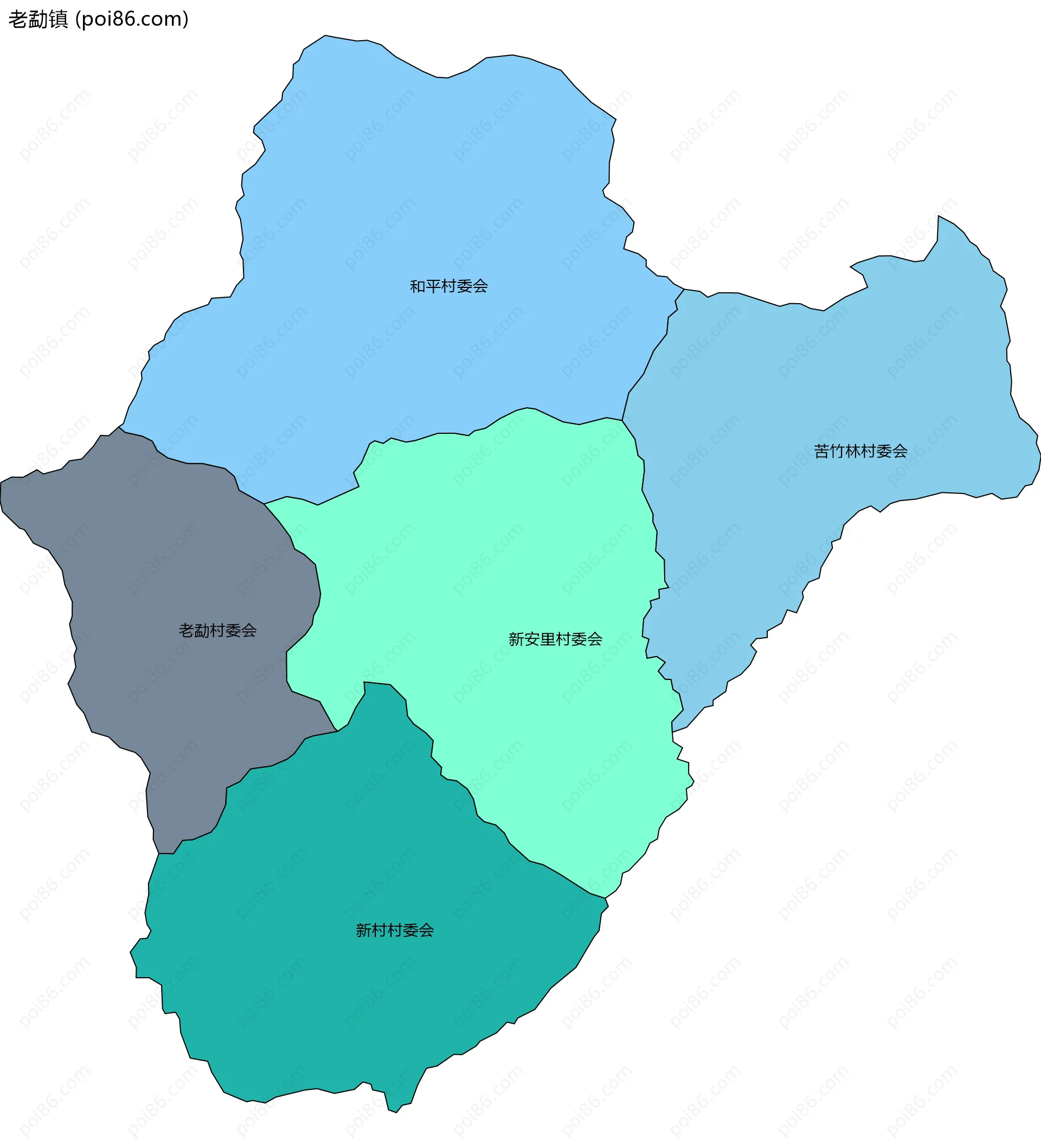 老勐镇边界地图(五级行政区划)