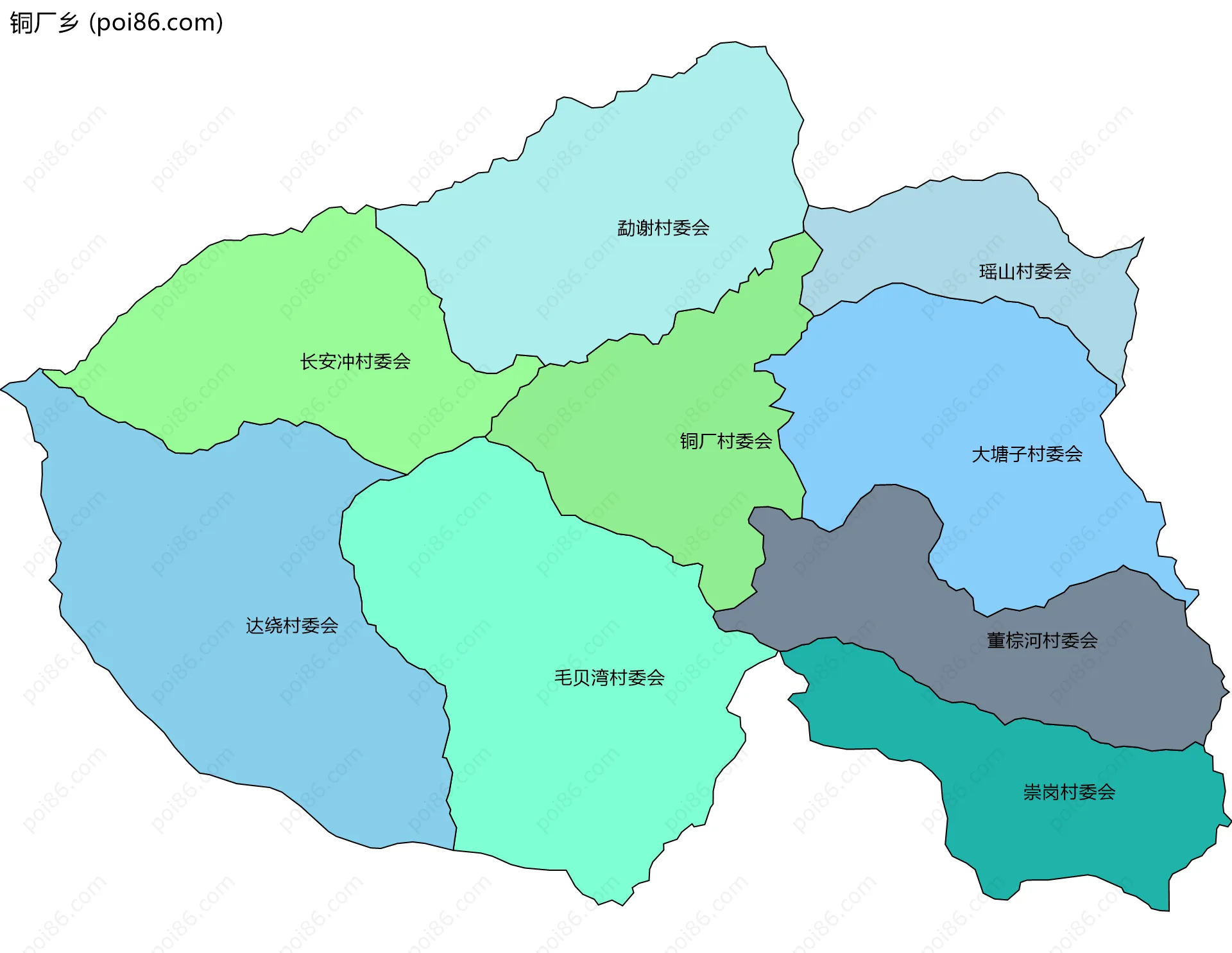 铜厂乡边界地图(五级行政区划)