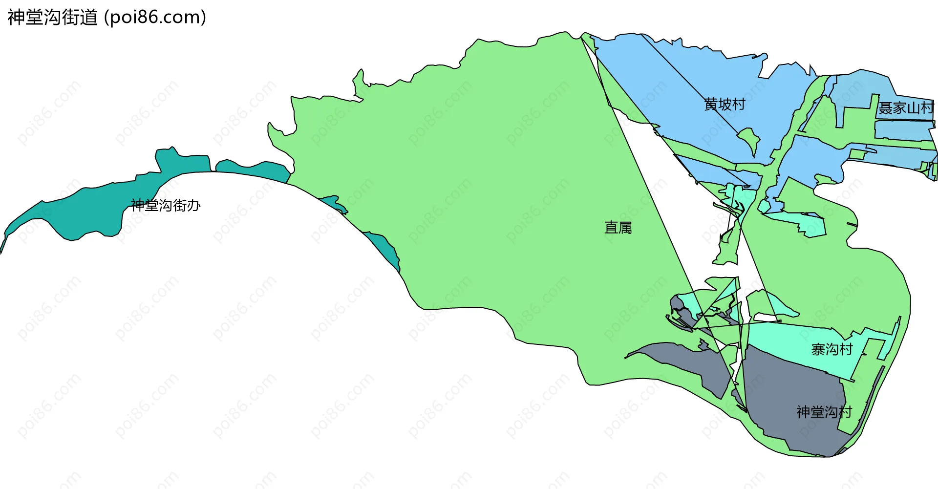 神堂沟街道边界地图(五级行政区划)