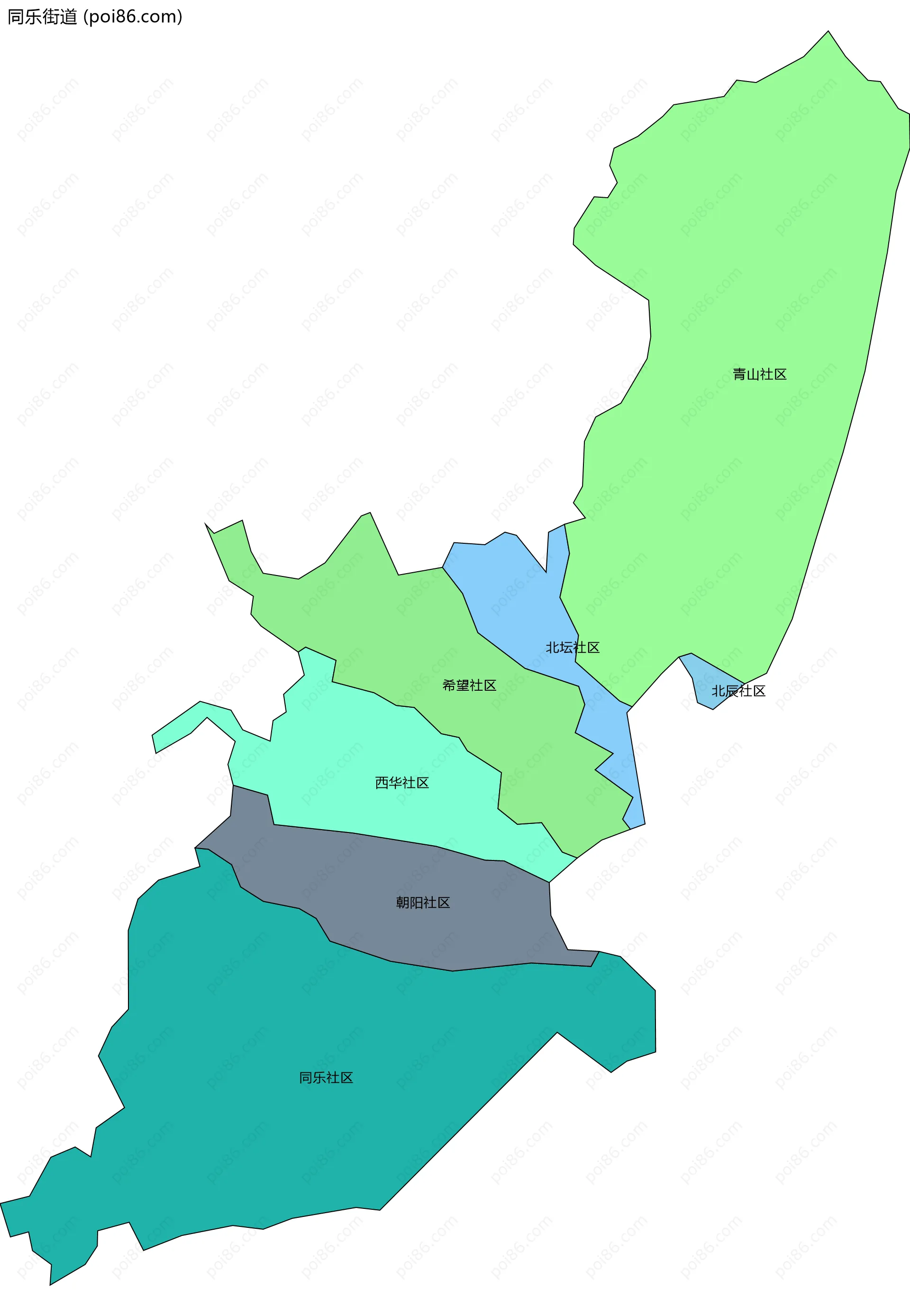 同乐街道边界地图(五级行政区划)