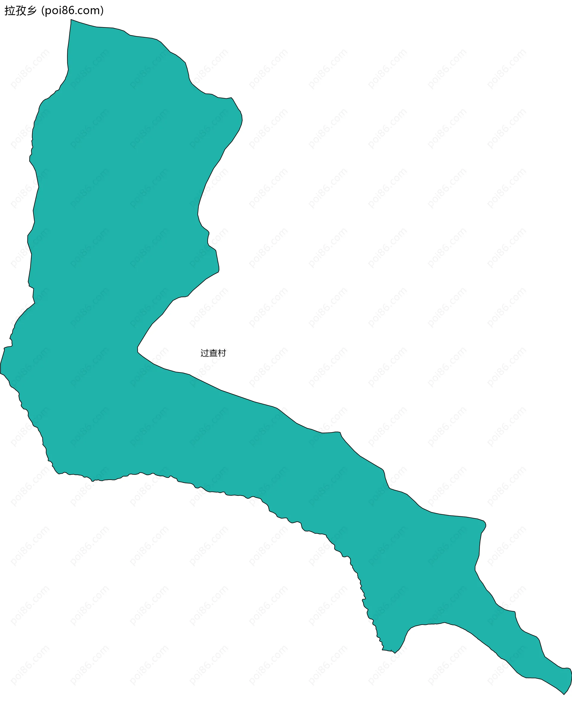 拉孜乡边界地图(五级行政区划)