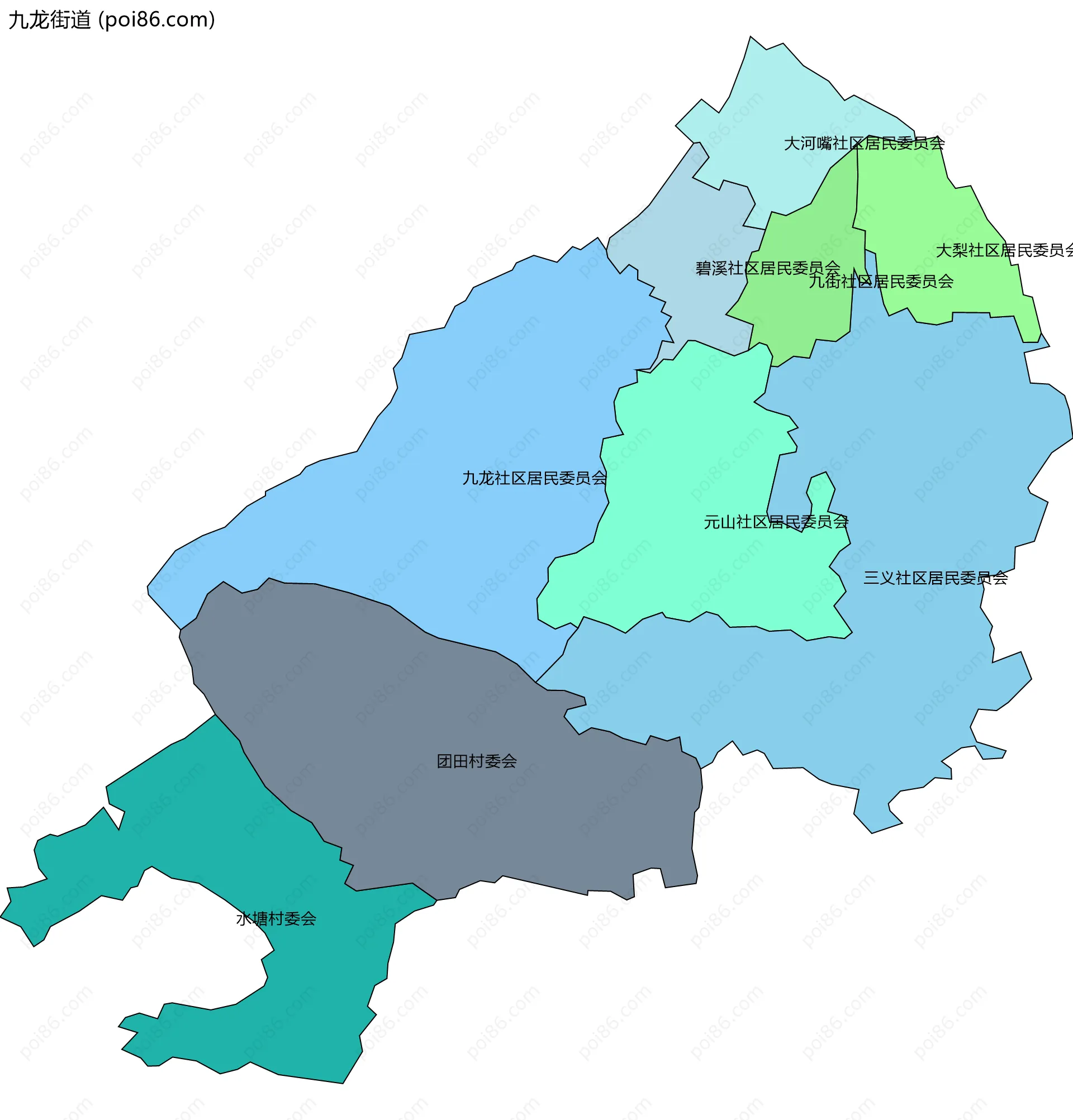 九龙街道边界地图(五级行政区划)
