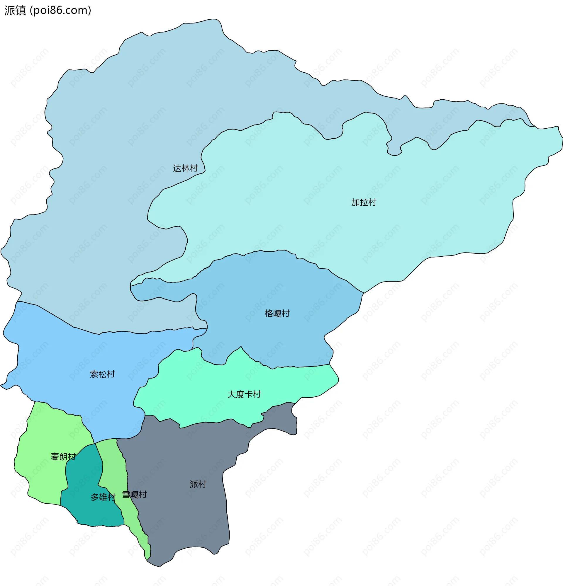 派镇边界地图(五级行政区划)