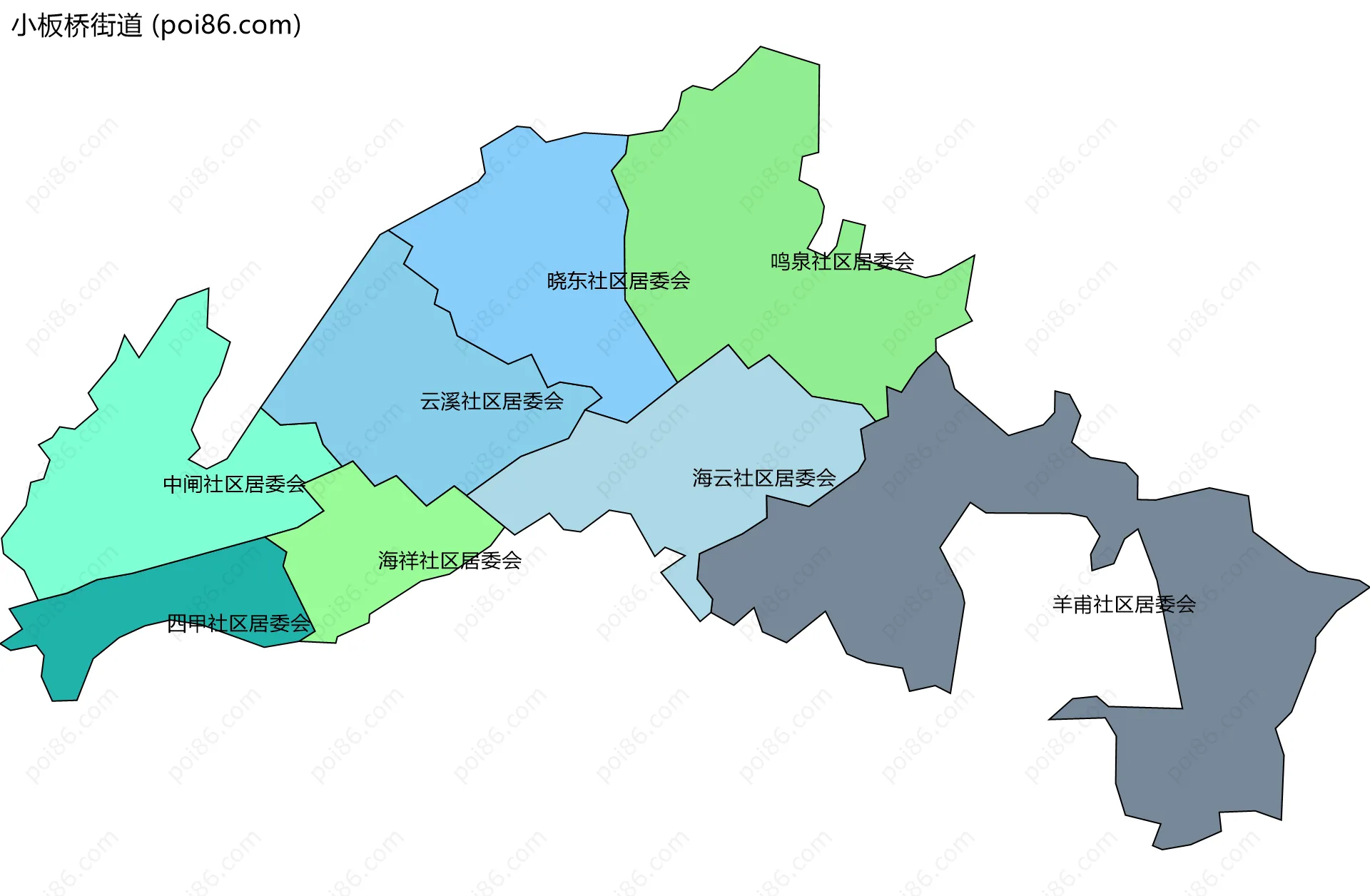 小板桥街道边界地图(五级行政区划)