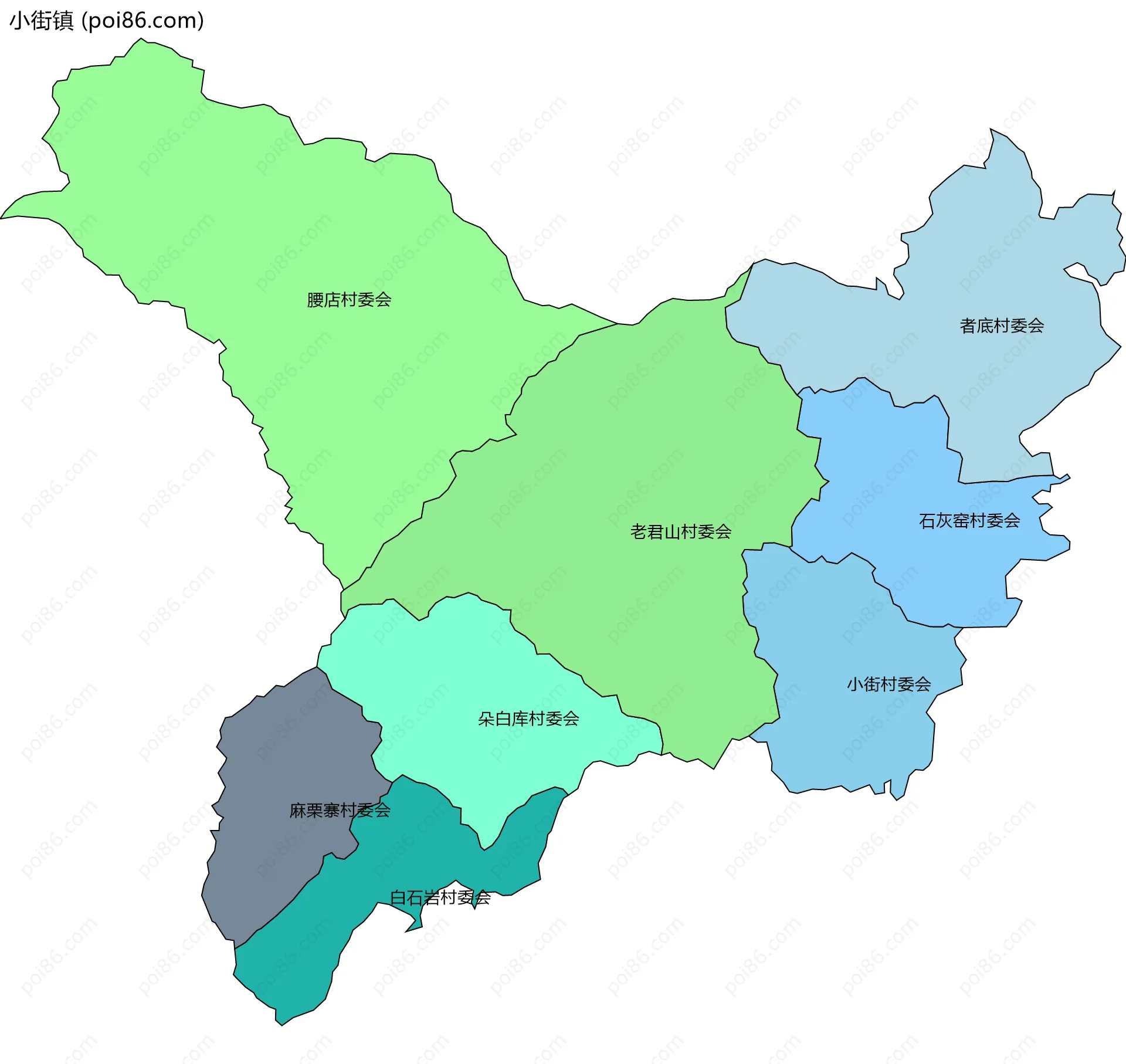 小街镇边界地图(五级行政区划)