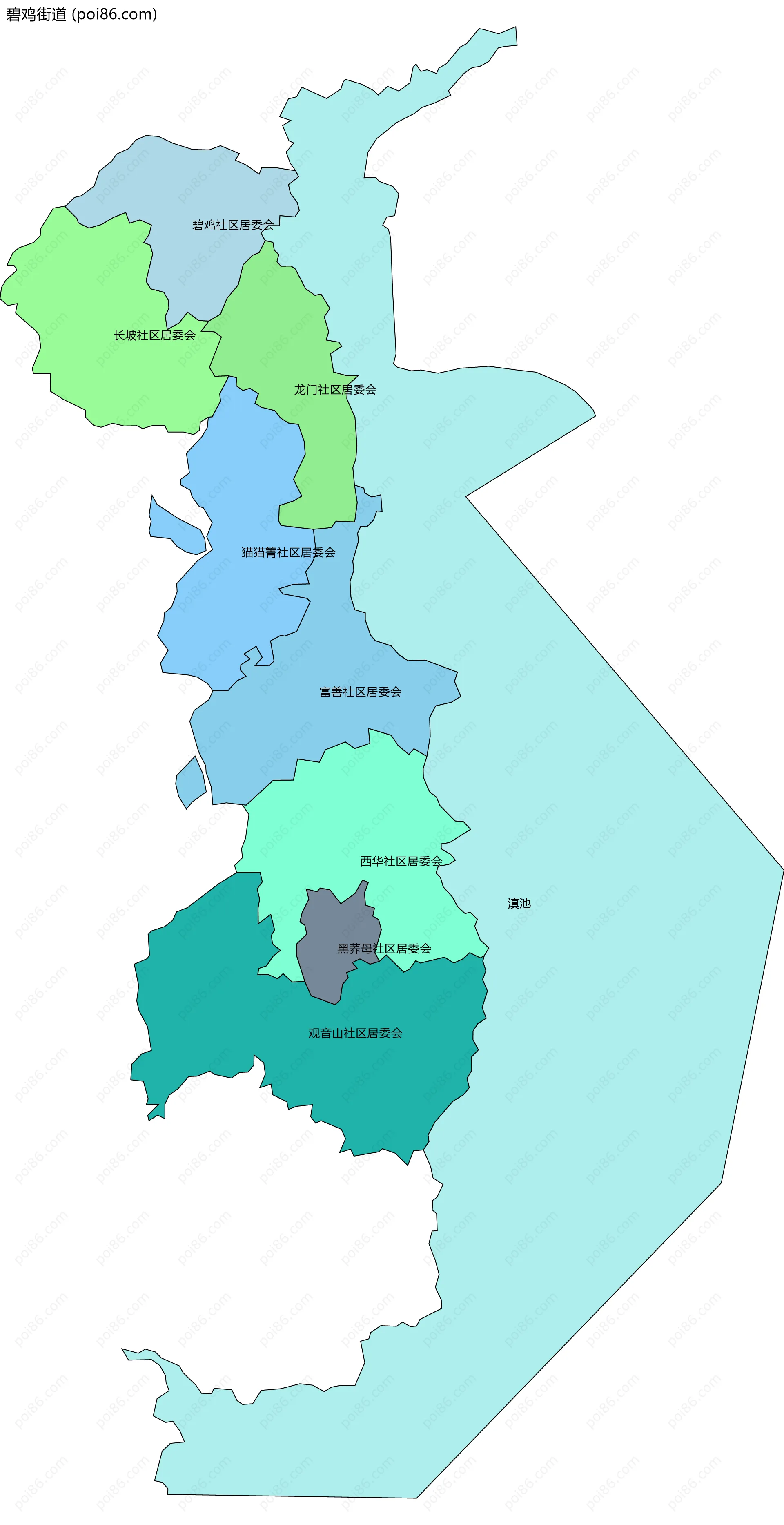 碧鸡街道边界地图(五级行政区划)