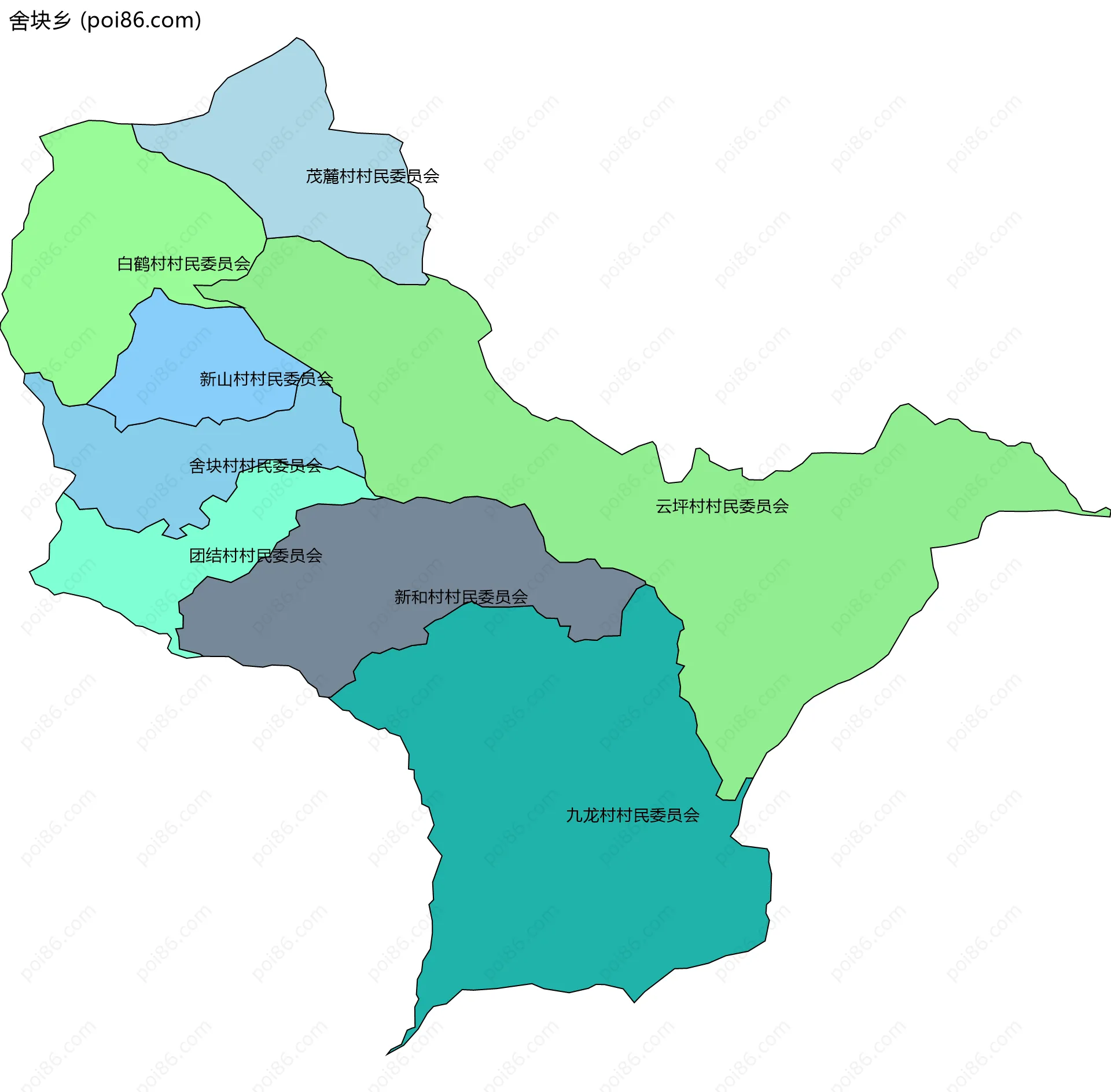 舍块乡边界地图(五级行政区划)